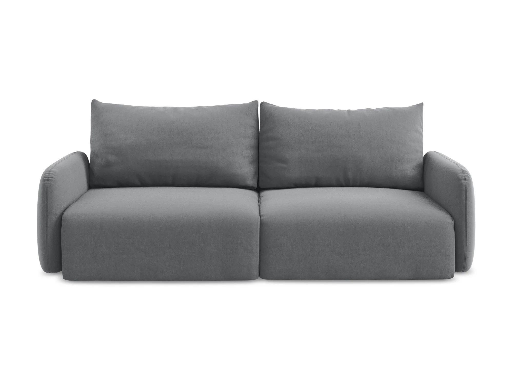 Sofa aksamitna 3-osobowa z funkcją spania KALENA stalowy szary - Image 2