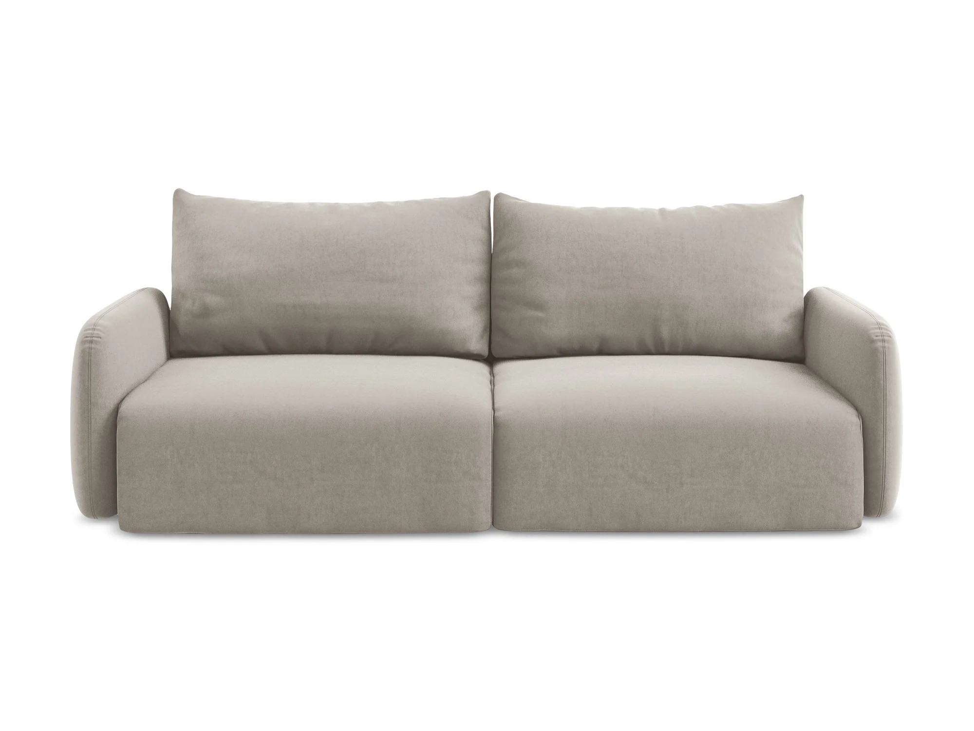 Sofa aksamitna 3-osobowa z funkcją spania KALENA taupe - Image 2