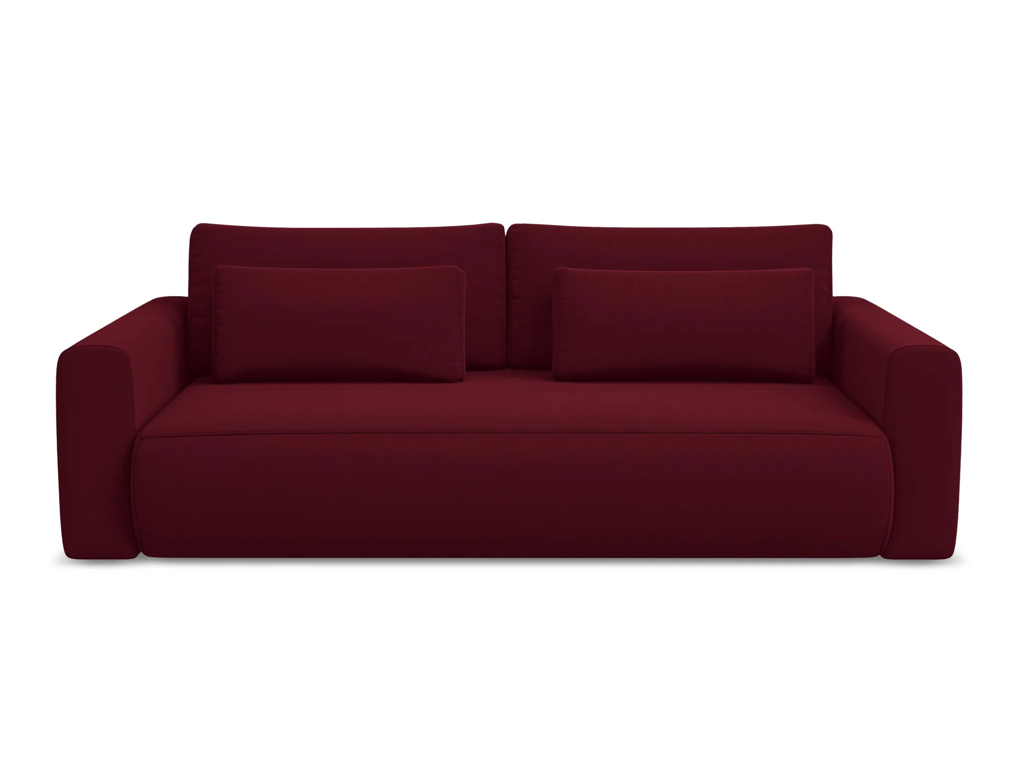 Sofa aksamitna 3-osobowa z funkcją spania KAPUA burgundowy - Image 3