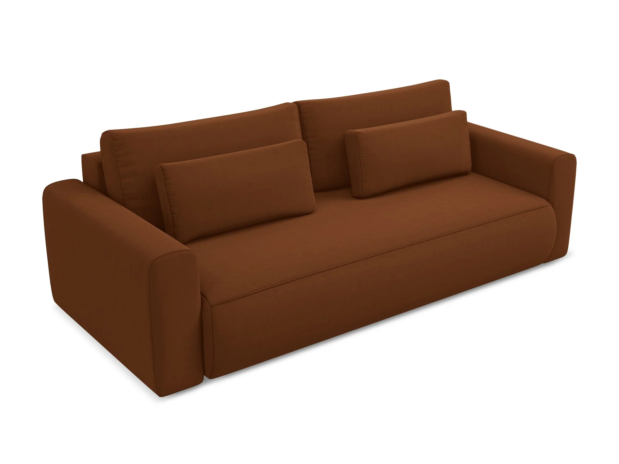 Sofa aksamitna 3-osobowa z funkcją spania KAPUA terakota - Image 4