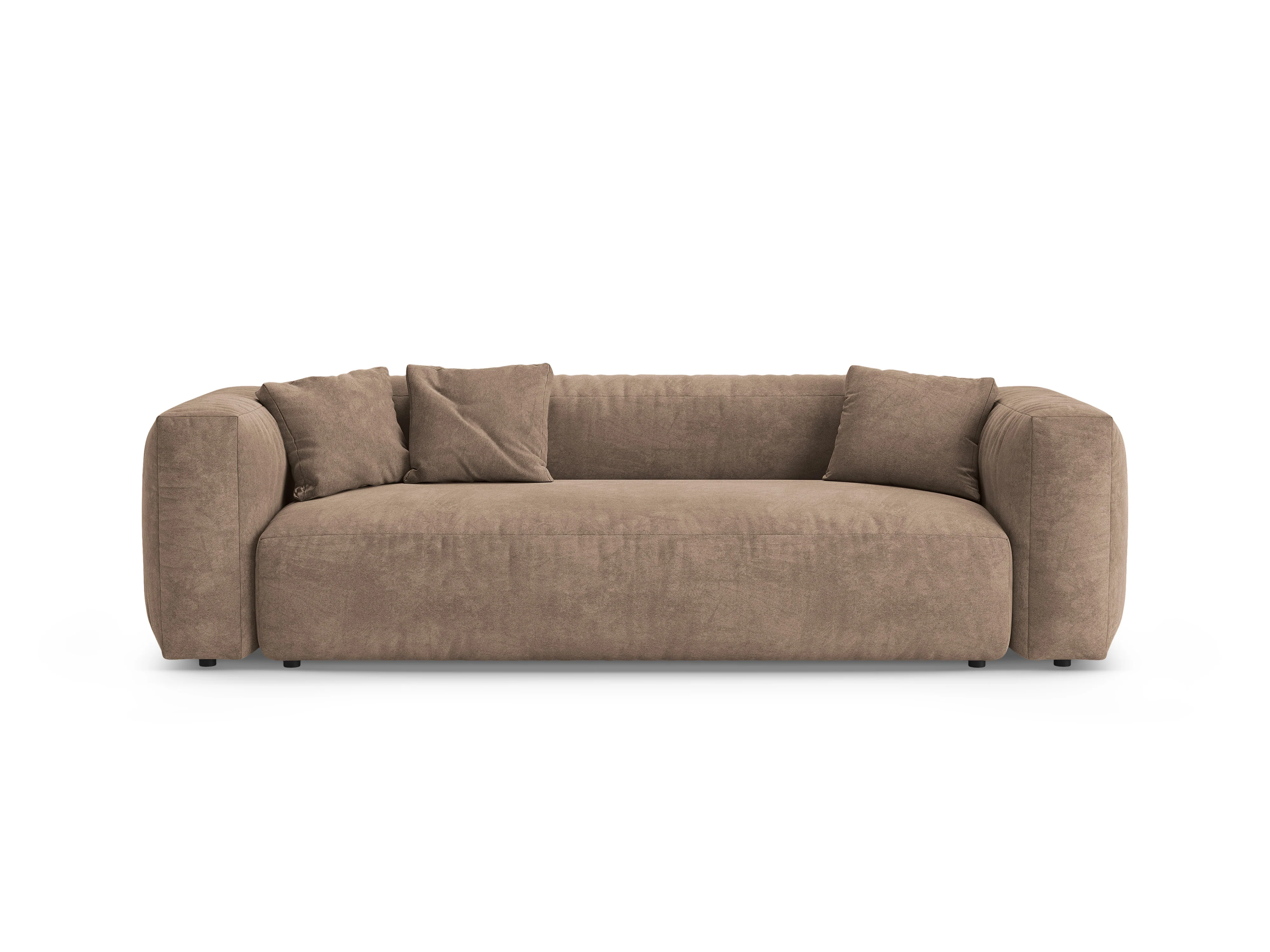 Sofa aksamitna 3-osobowa z funkcją spania MARTINA ciemny beżowy - Image 4