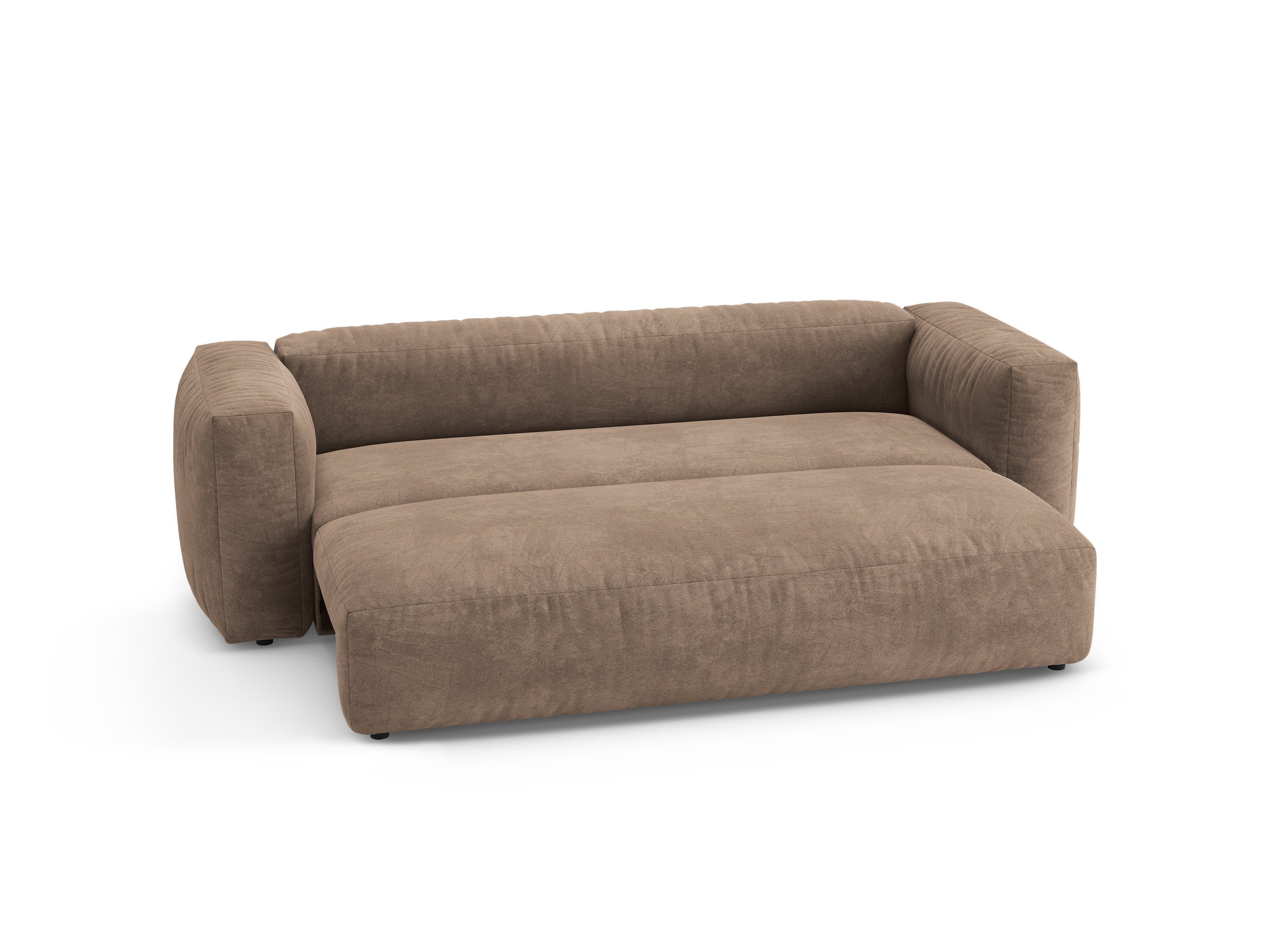 Sofa aksamitna 3-osobowa z funkcją spania MARTINA ciemny beżowy - Image 6
