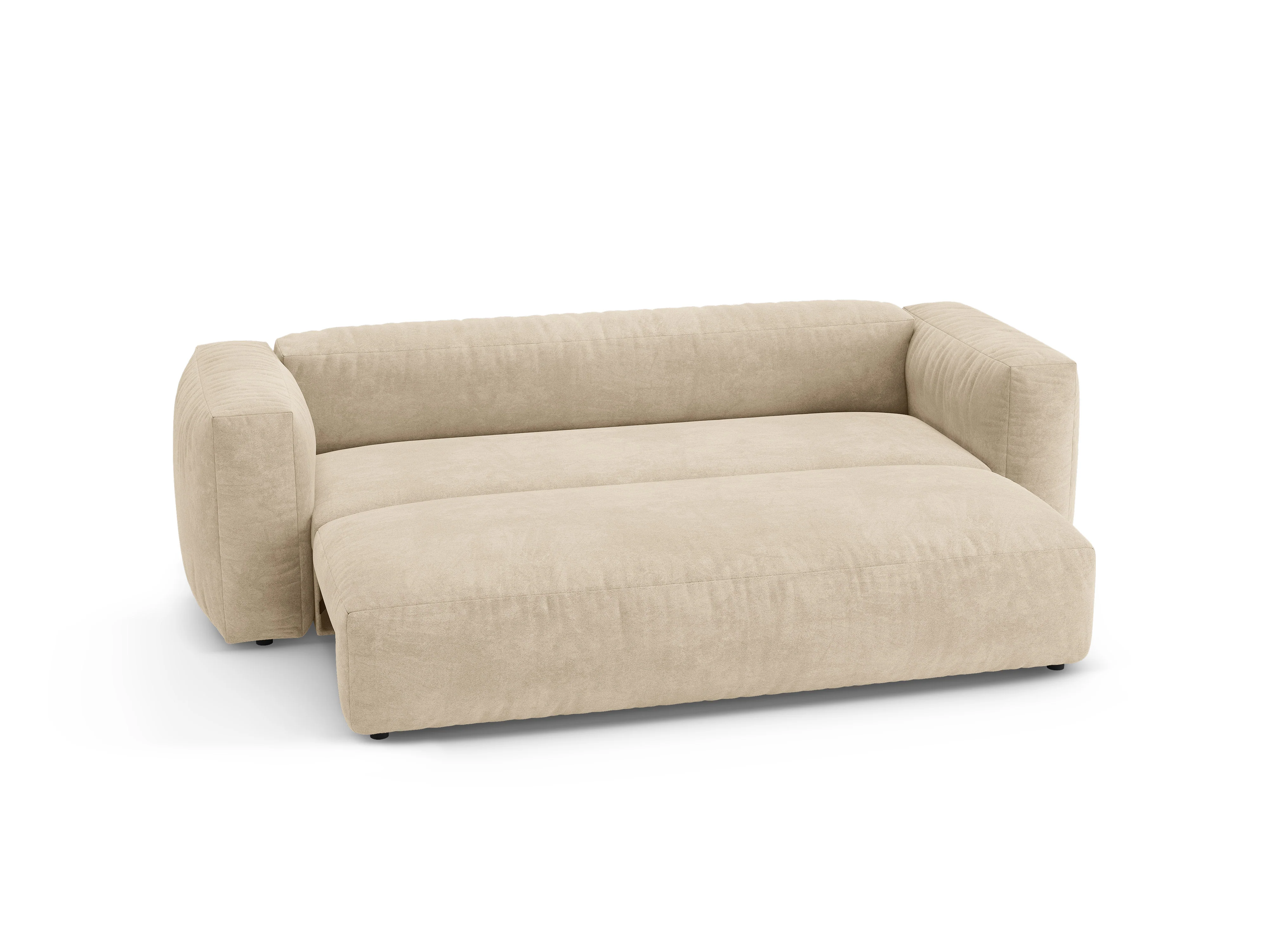 Sofa aksamitna 3-osobowa z funkcją spania MARTINA jasny beżowy - Image 6