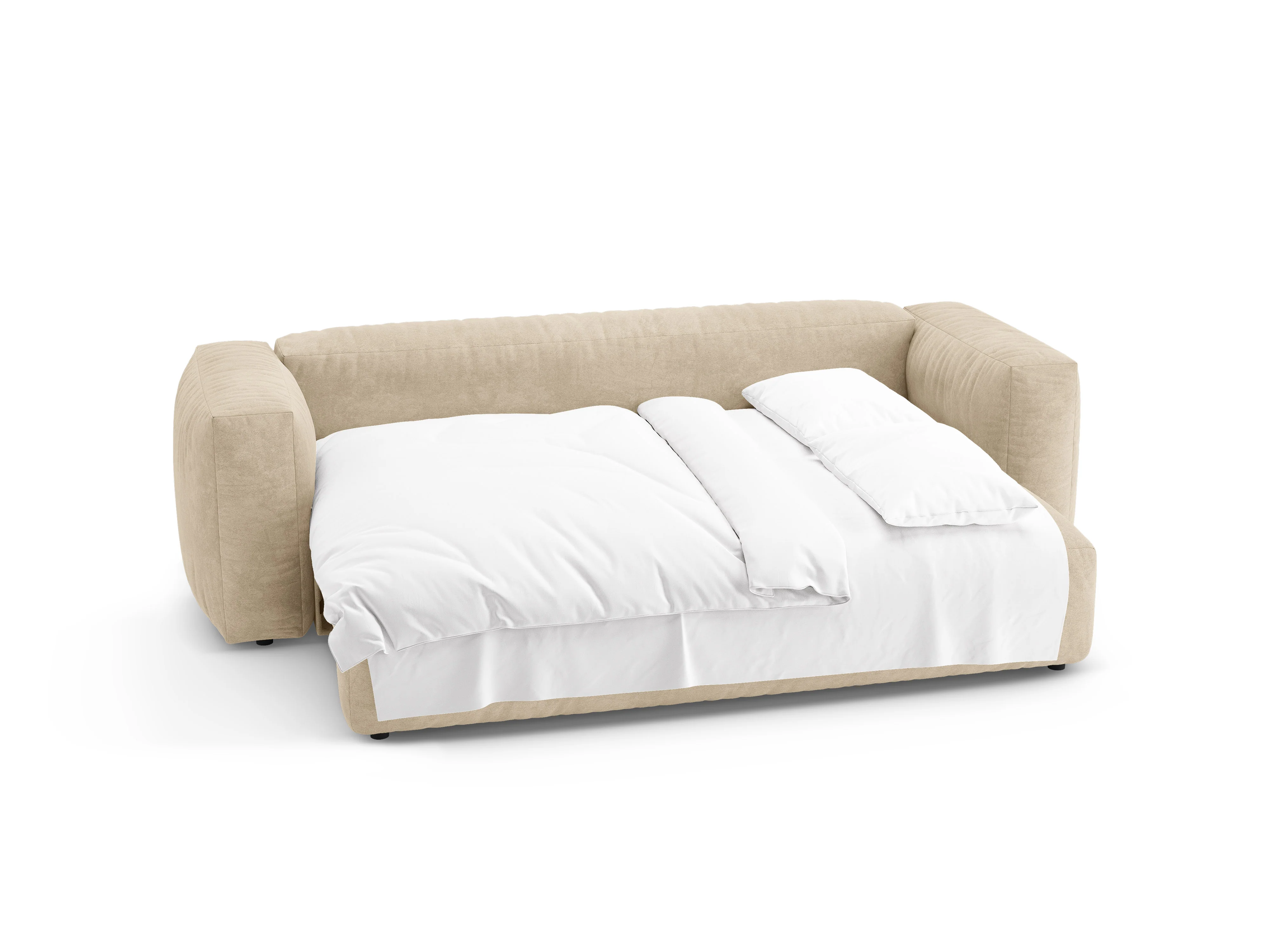 Sofa aksamitna 3-osobowa z funkcją spania MARTINA jasny beżowy - Image 7