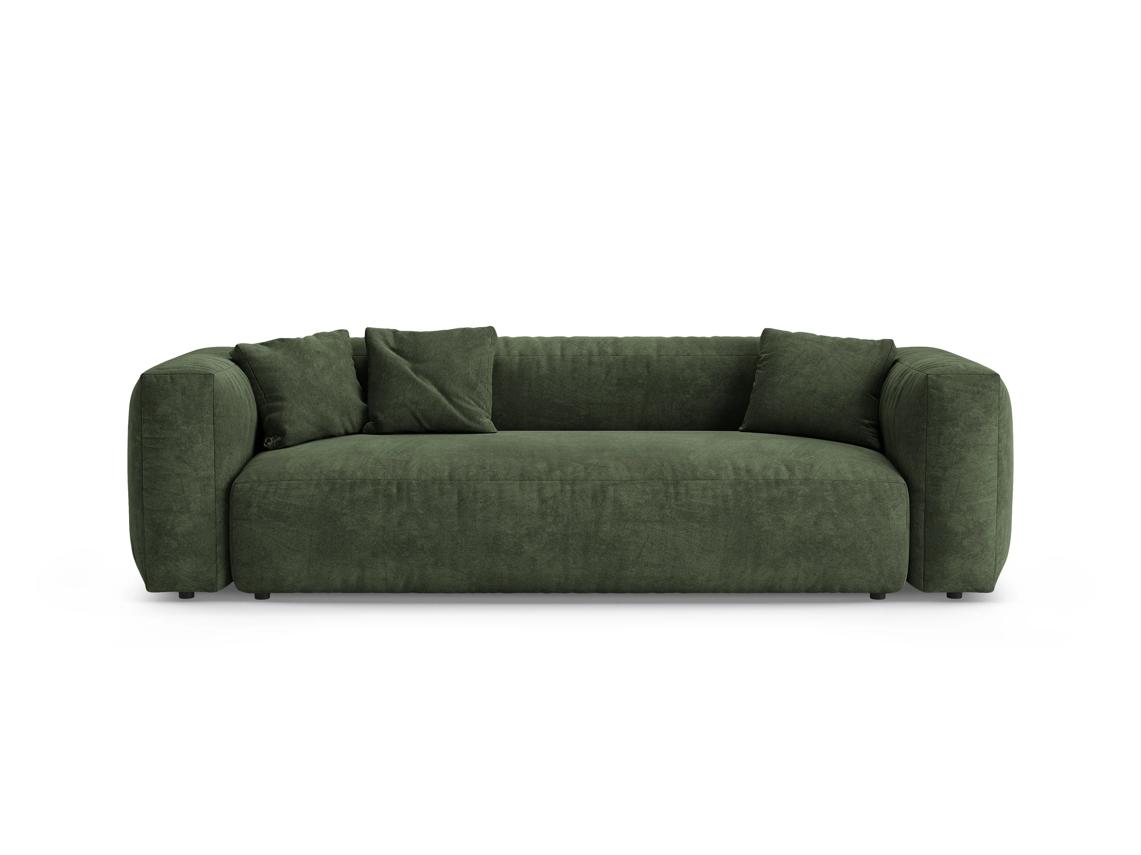 Sofa aksamitna 3-osobowa z funkcją spania MARTINA zielony - Image 4