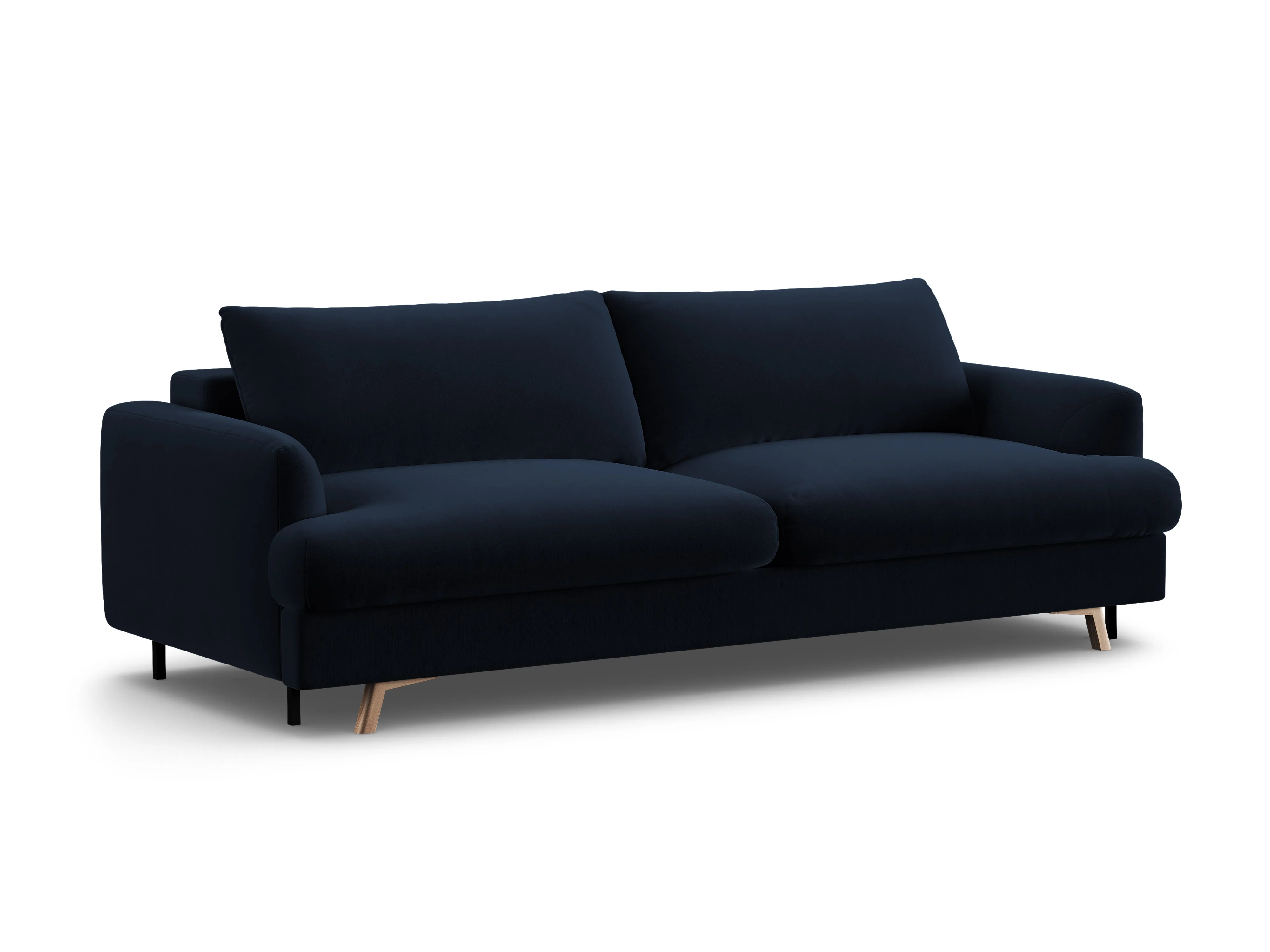 Sofa aksamitna 3-osobowa z funkcją spania NAOMI królewski niebieski