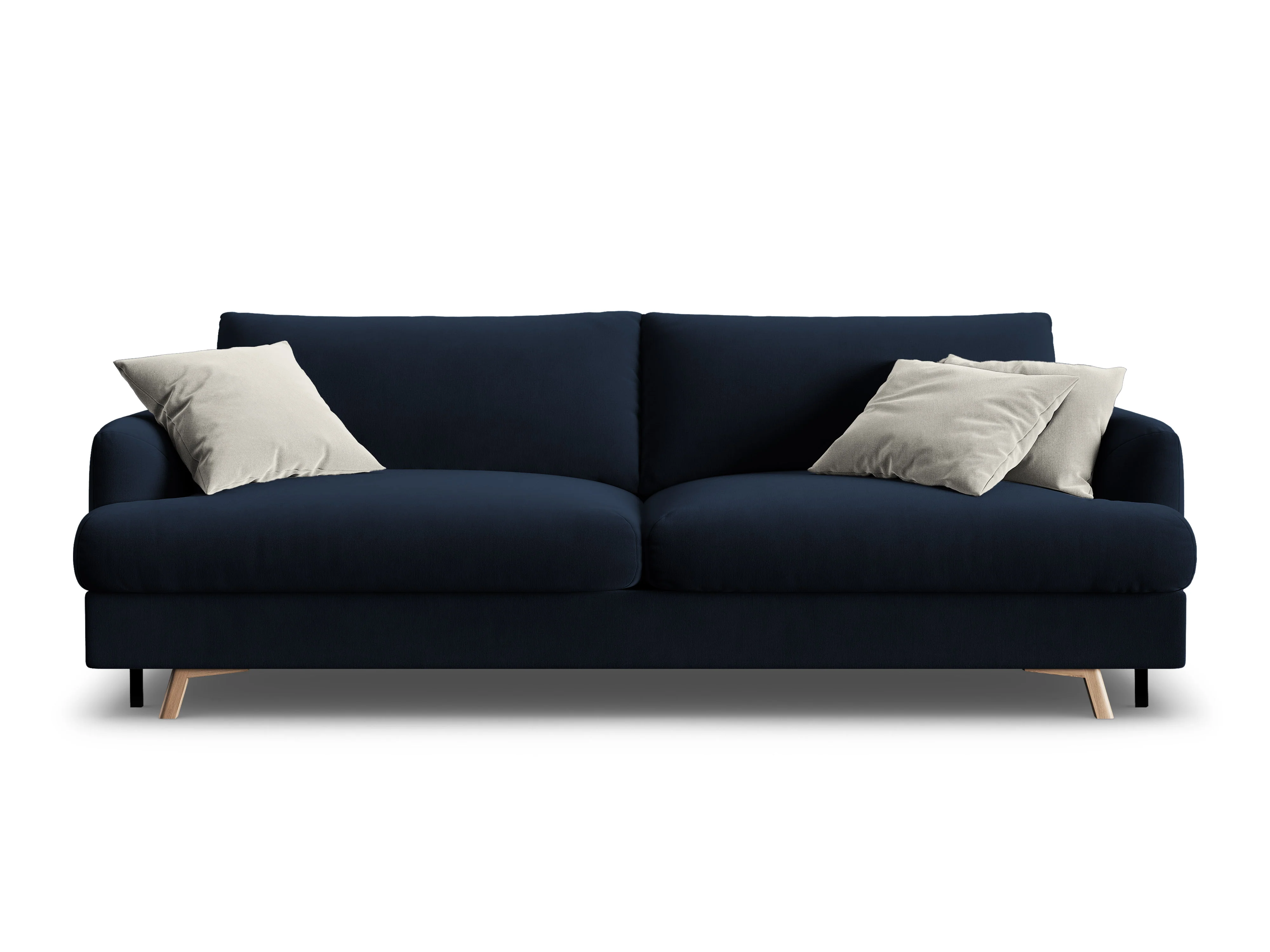 Sofa aksamitna 3-osobowa z funkcją spania NAOMI królewski niebieski - Image 2