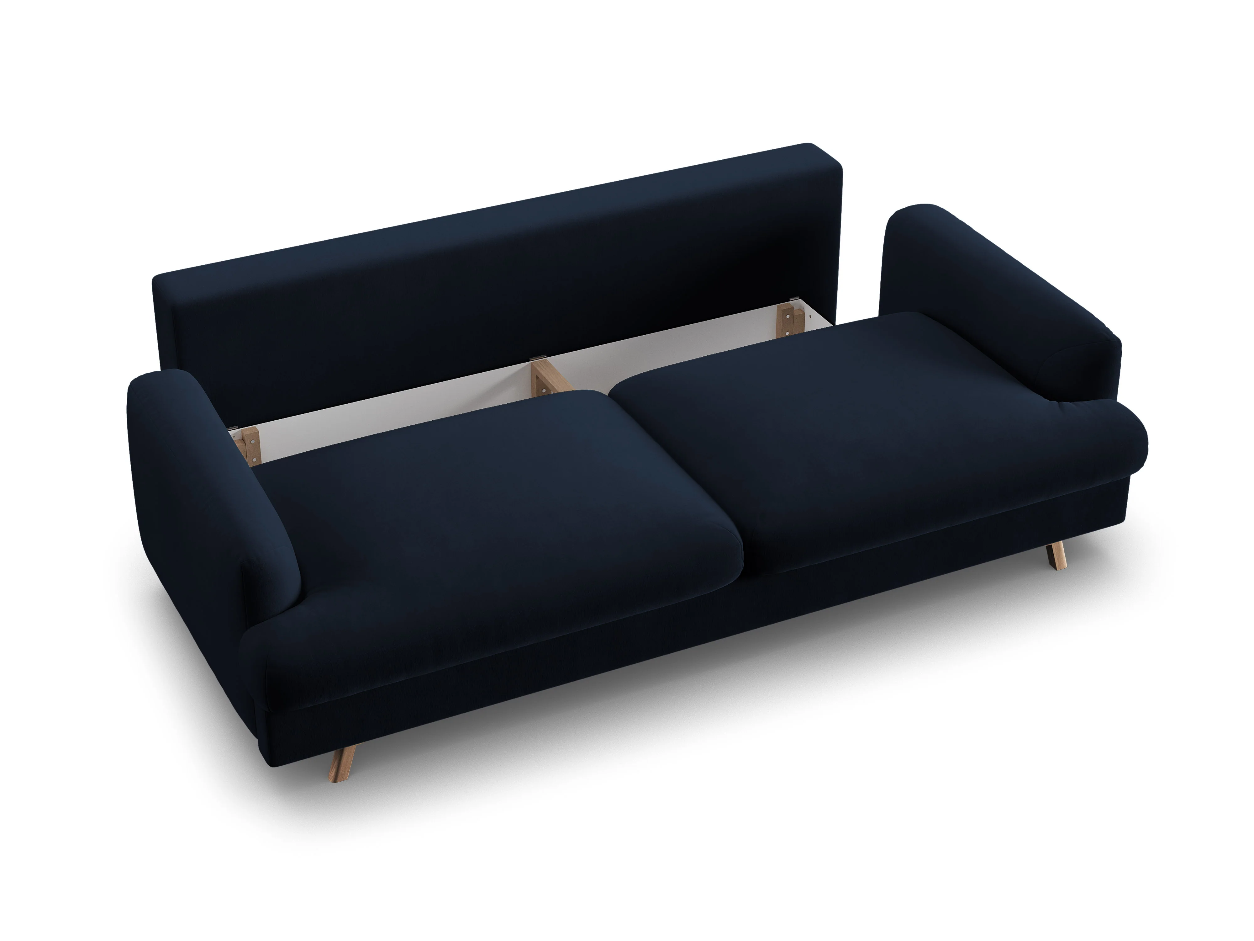 Sofa aksamitna 3-osobowa z funkcją spania NAOMI królewski niebieski - Image 3