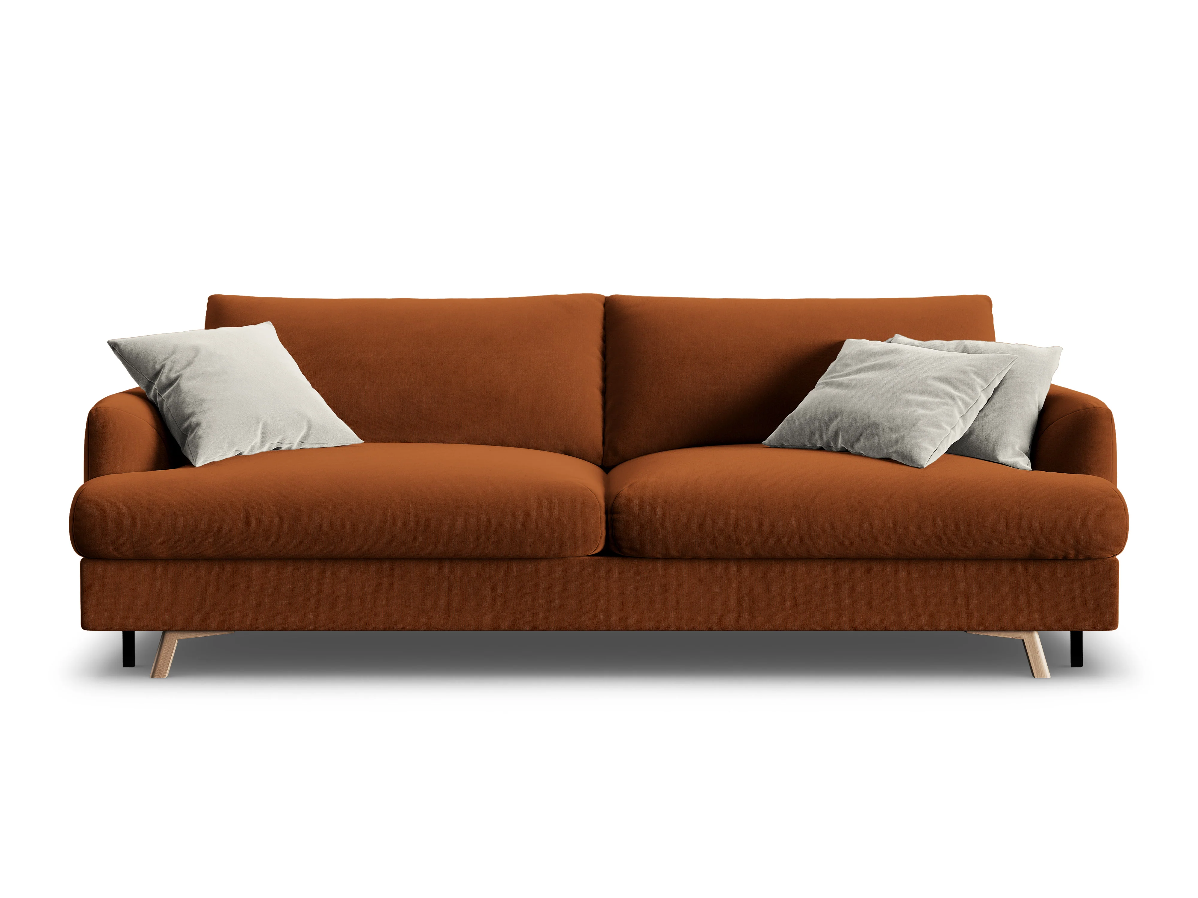 Sofa aksamitna 3-osobowa z funkcją spania NAOMI terakota - Image 2