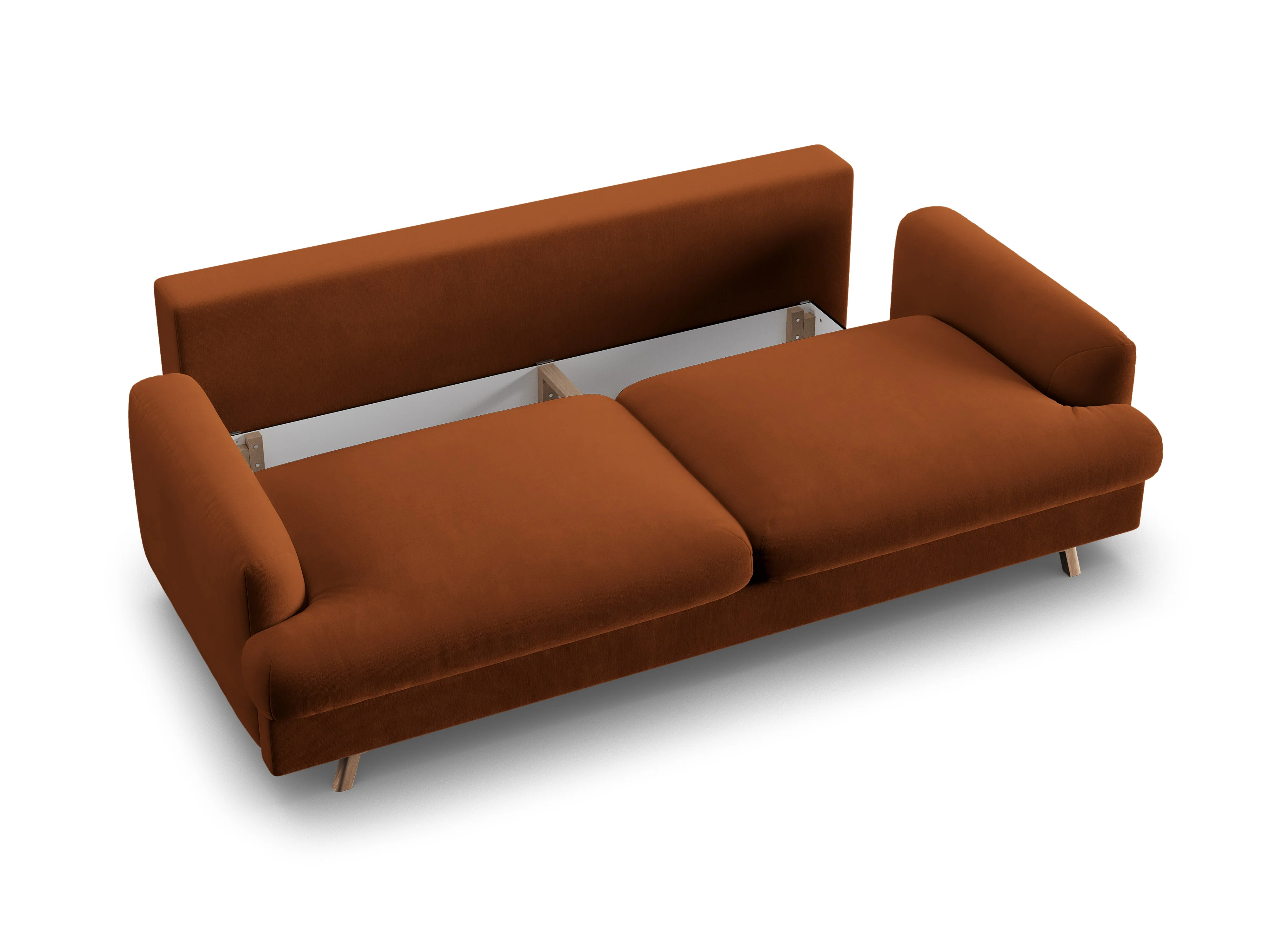 Sofa aksamitna 3-osobowa z funkcją spania NAOMI terakota - Image 3