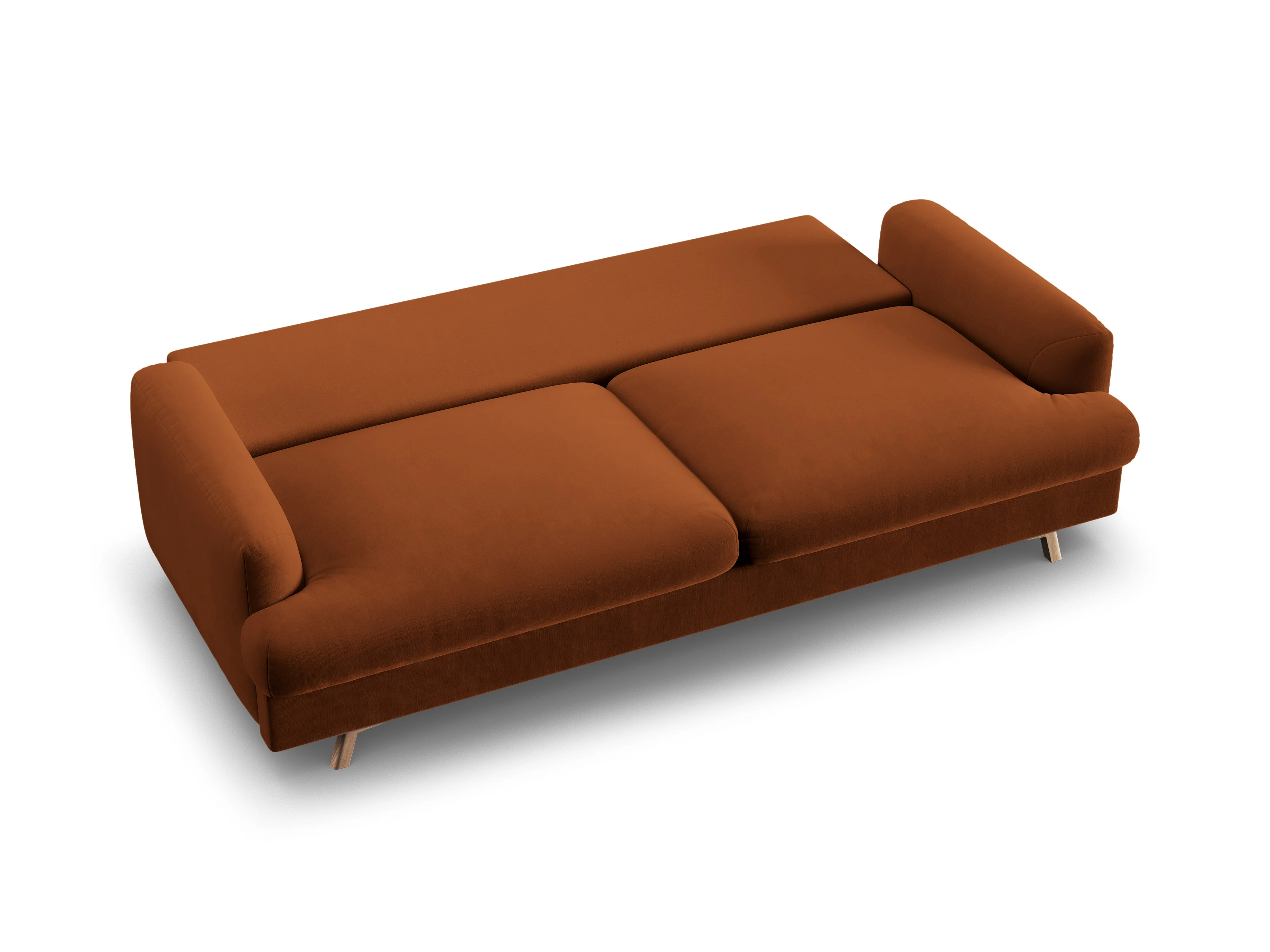 Sofa aksamitna 3-osobowa z funkcją spania NAOMI terakota - Image 5