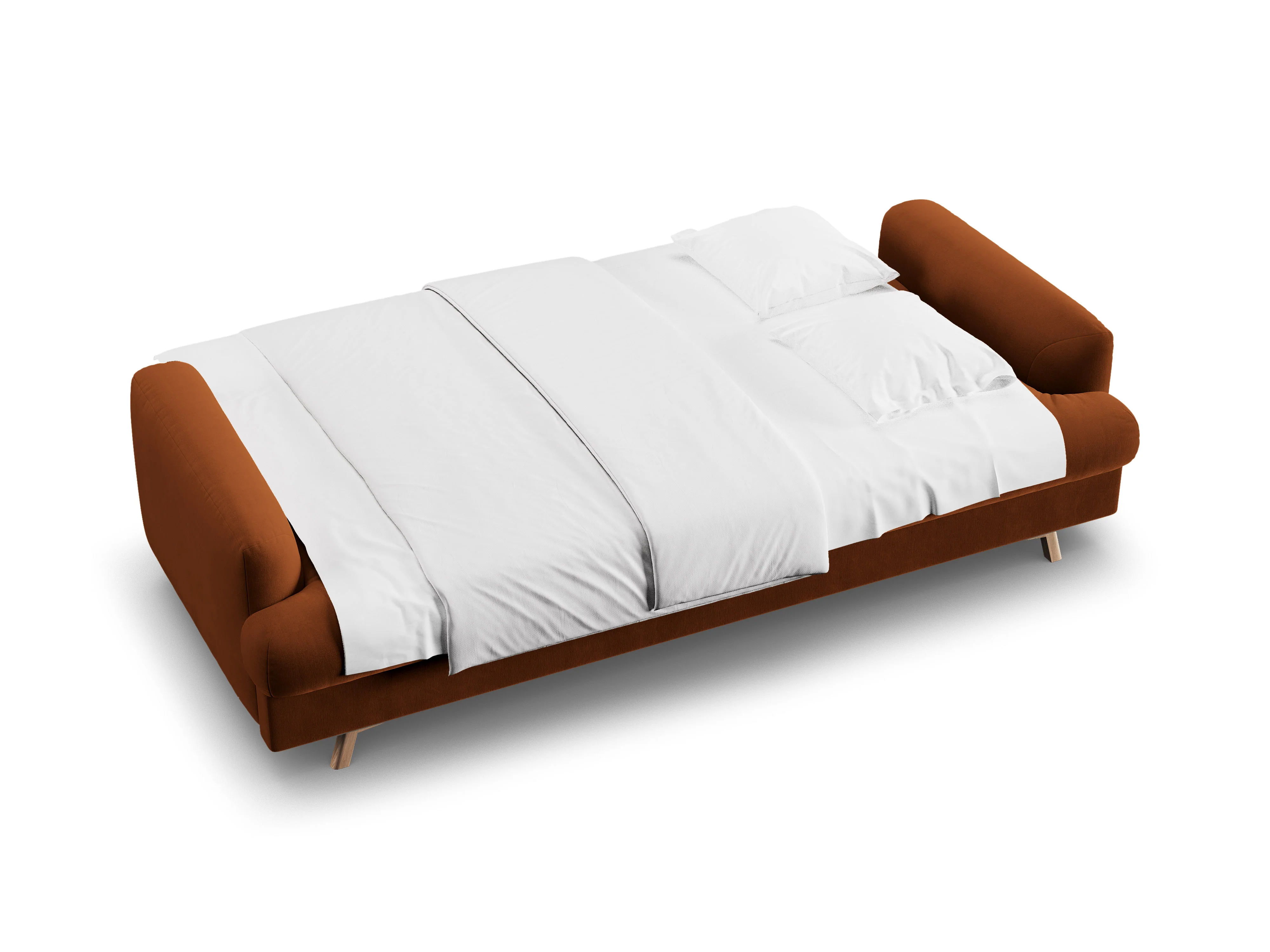 Sofa aksamitna 3-osobowa z funkcją spania NAOMI terakota - Image 6