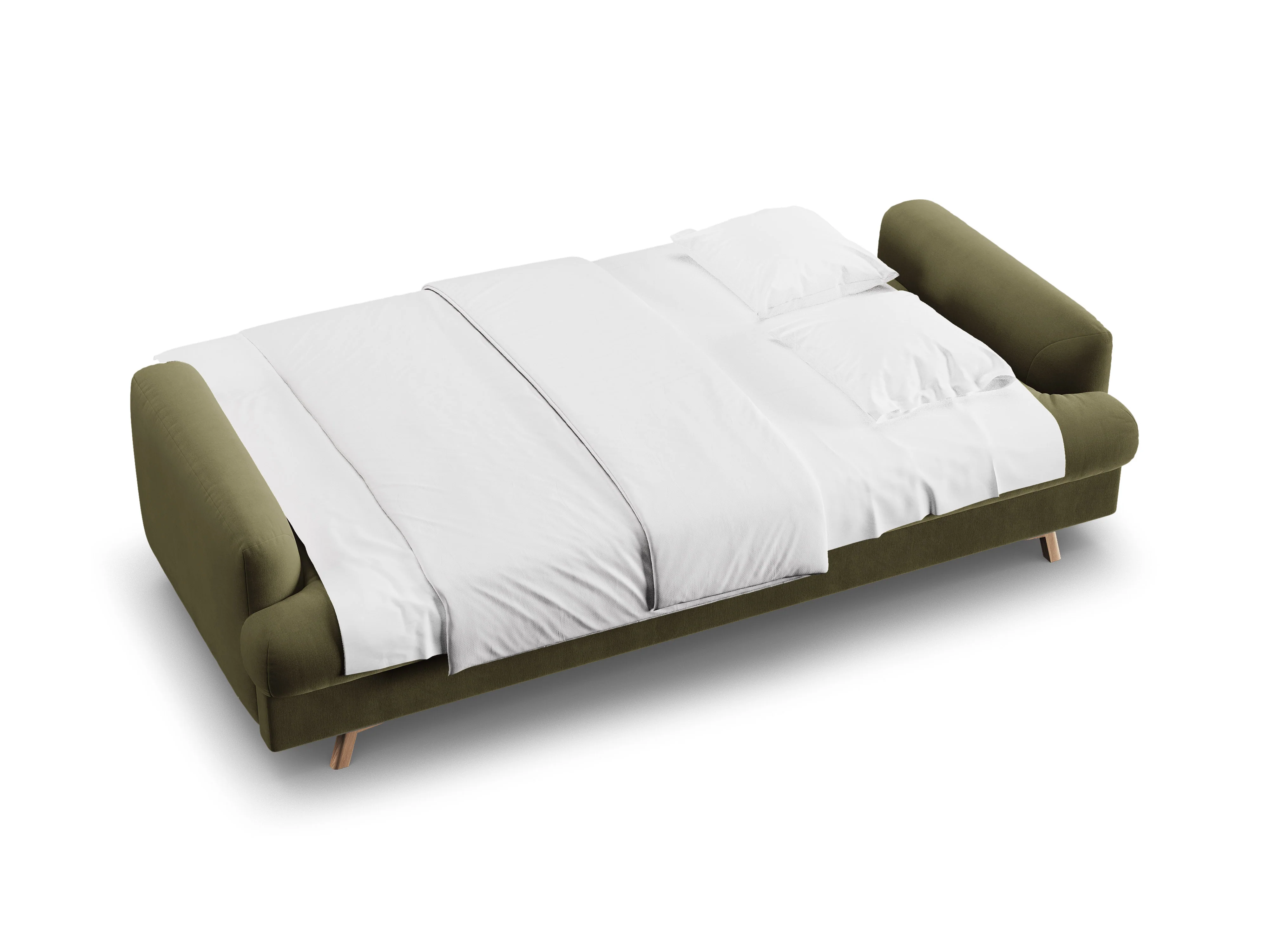 Sofa aksamitna 3-osobowa z funkcją spania NAOMI zielony - Image 6