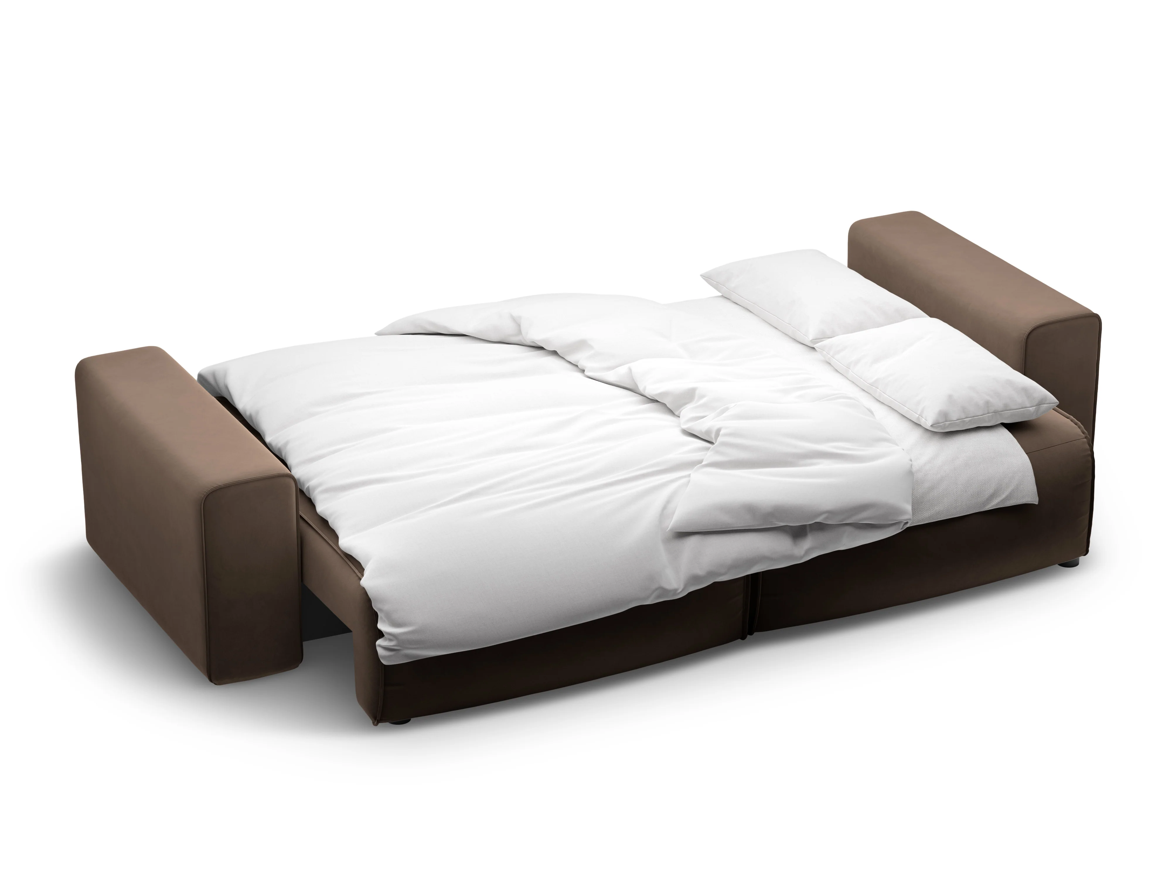Sofa aksamitna 3-osobowa z funkcją spania VICTOR czekoladowy - Image 4