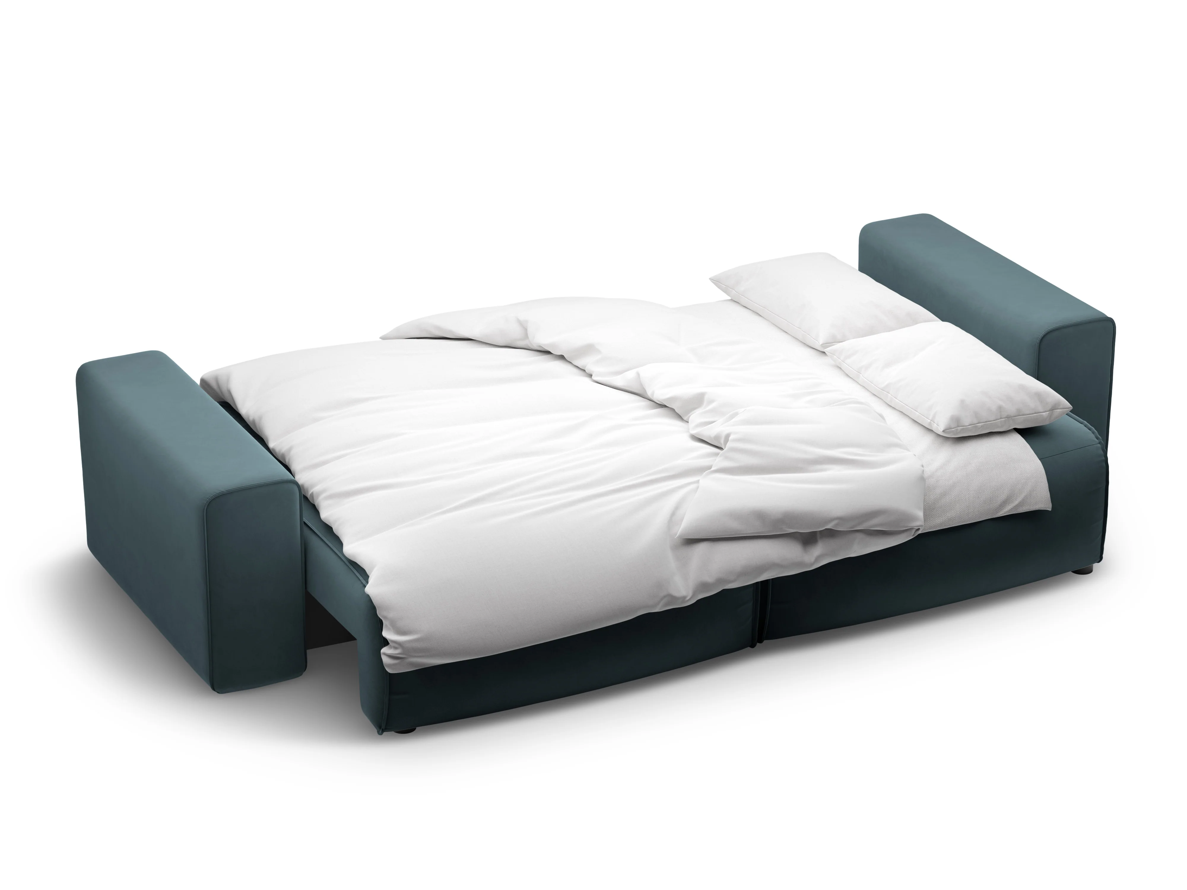 Sofa aksamitna 3-osobowa z funkcją spania VICTOR niebieski - Image 4