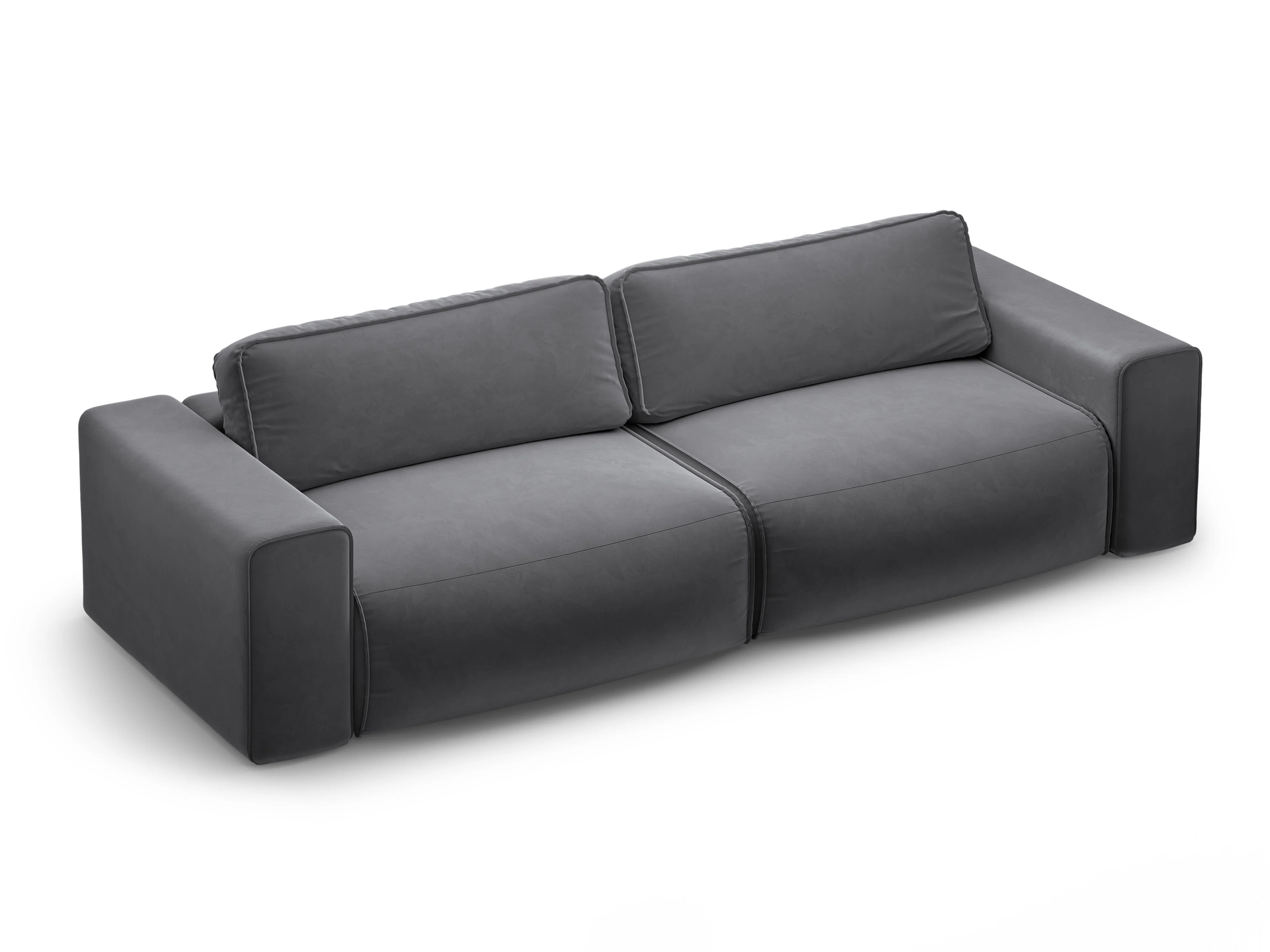 Sofa aksamitna 3-osobowa z funkcją spania VICTOR szary - Image 2