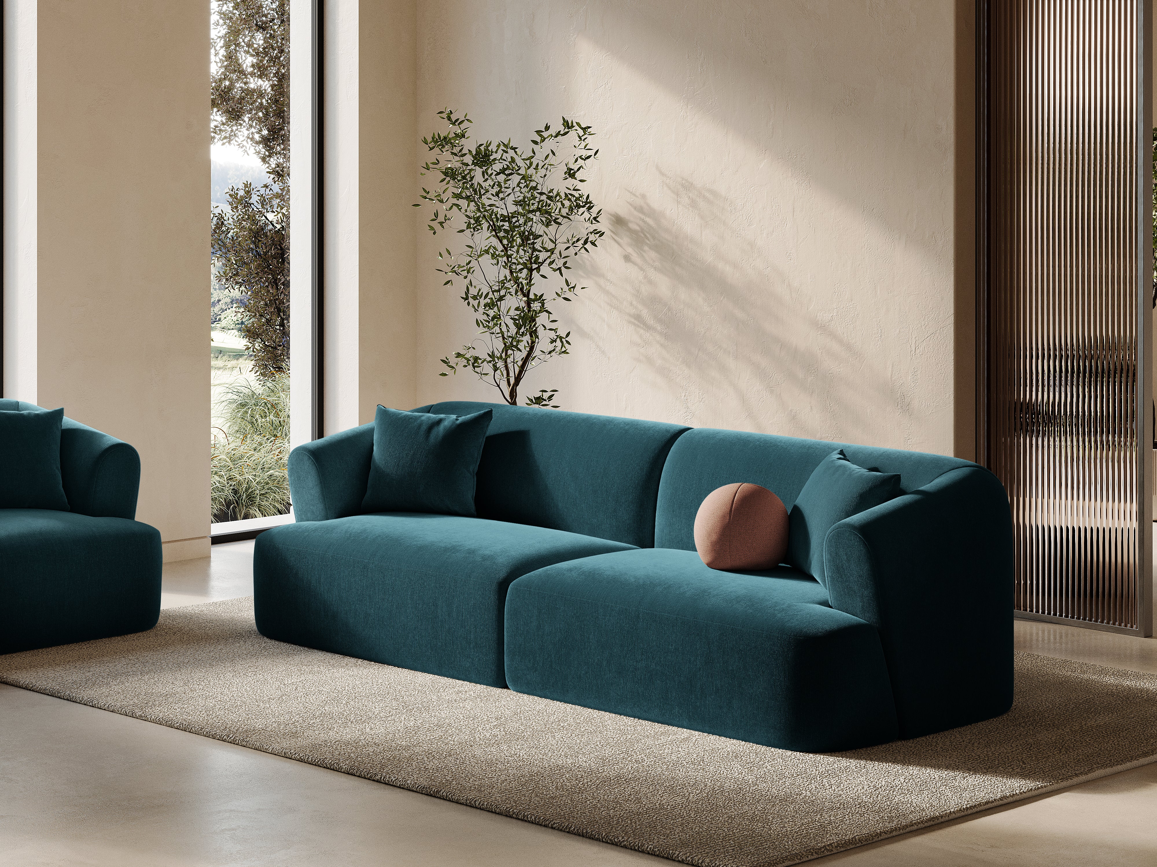 Sofa aksamitna 4-osobowa CAMPI petrol - Image 2