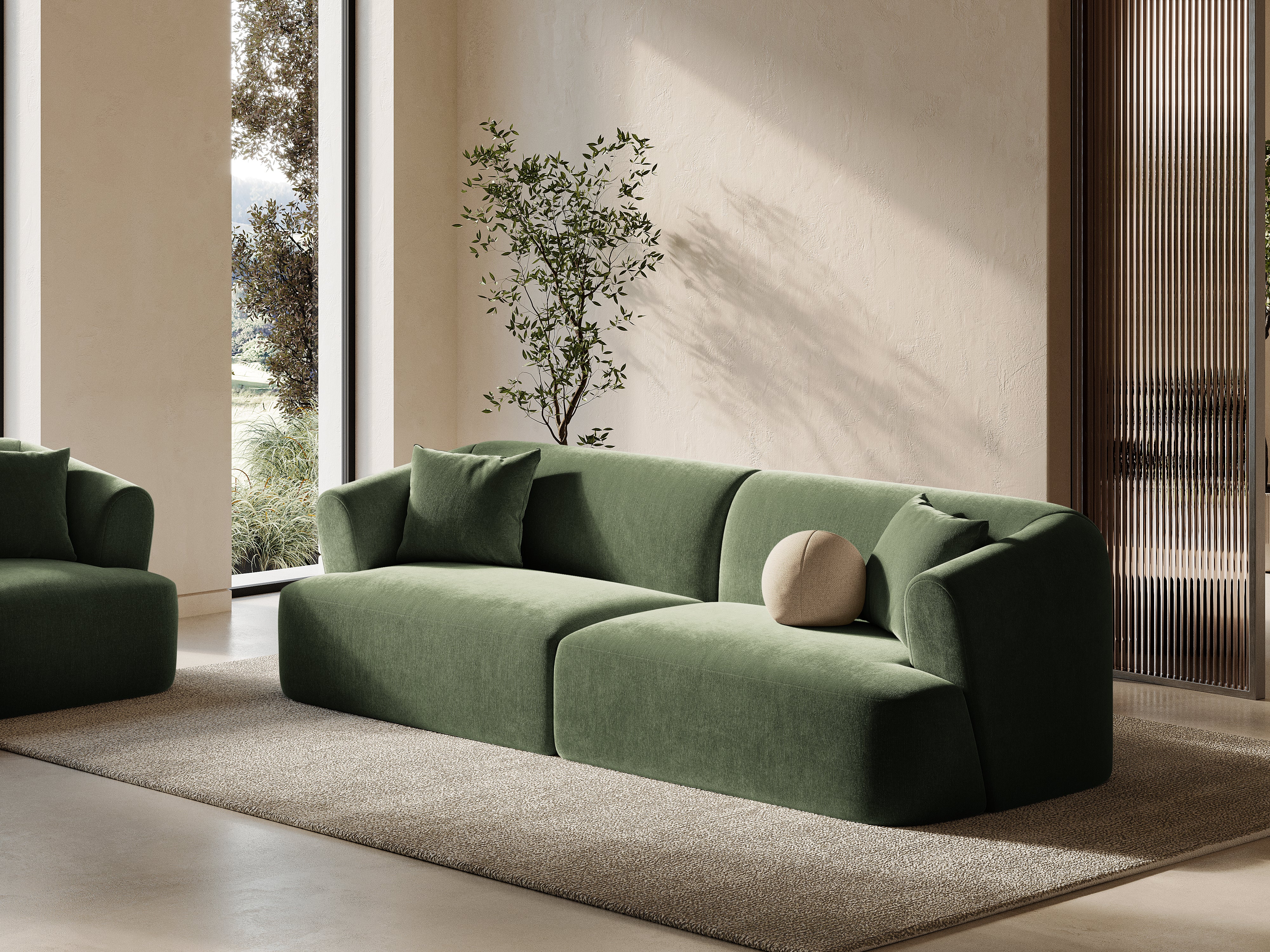Sofa aksamitna 4-osobowa CAMPI zielony - Image 2