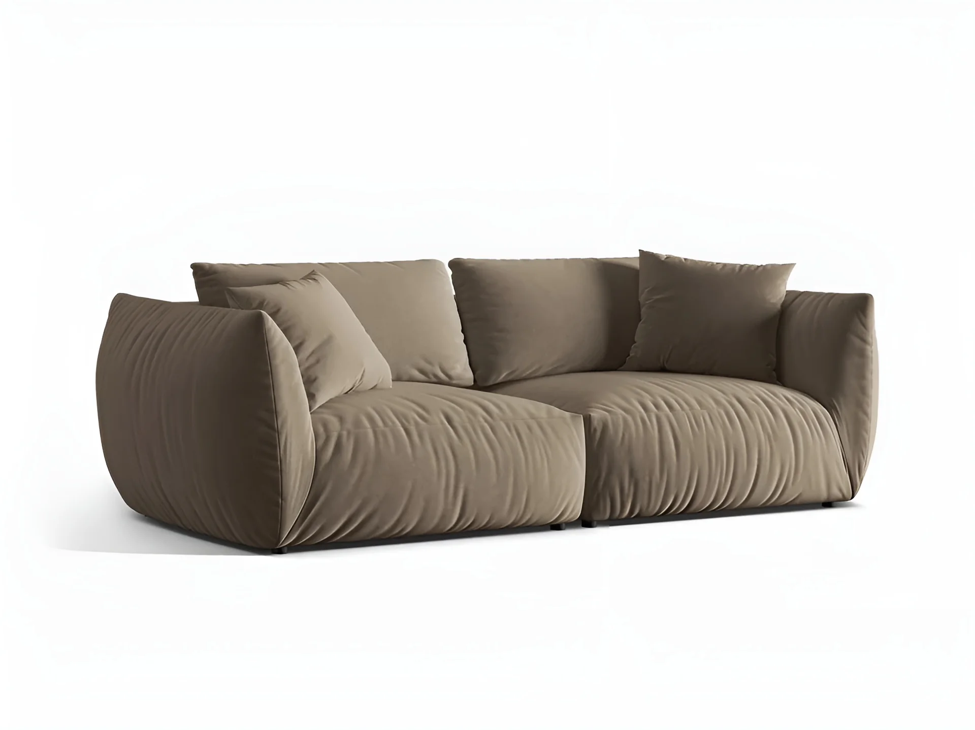 Sofa aksamitna 4-osobowa CHRIS jasnobrązowy - Image 4