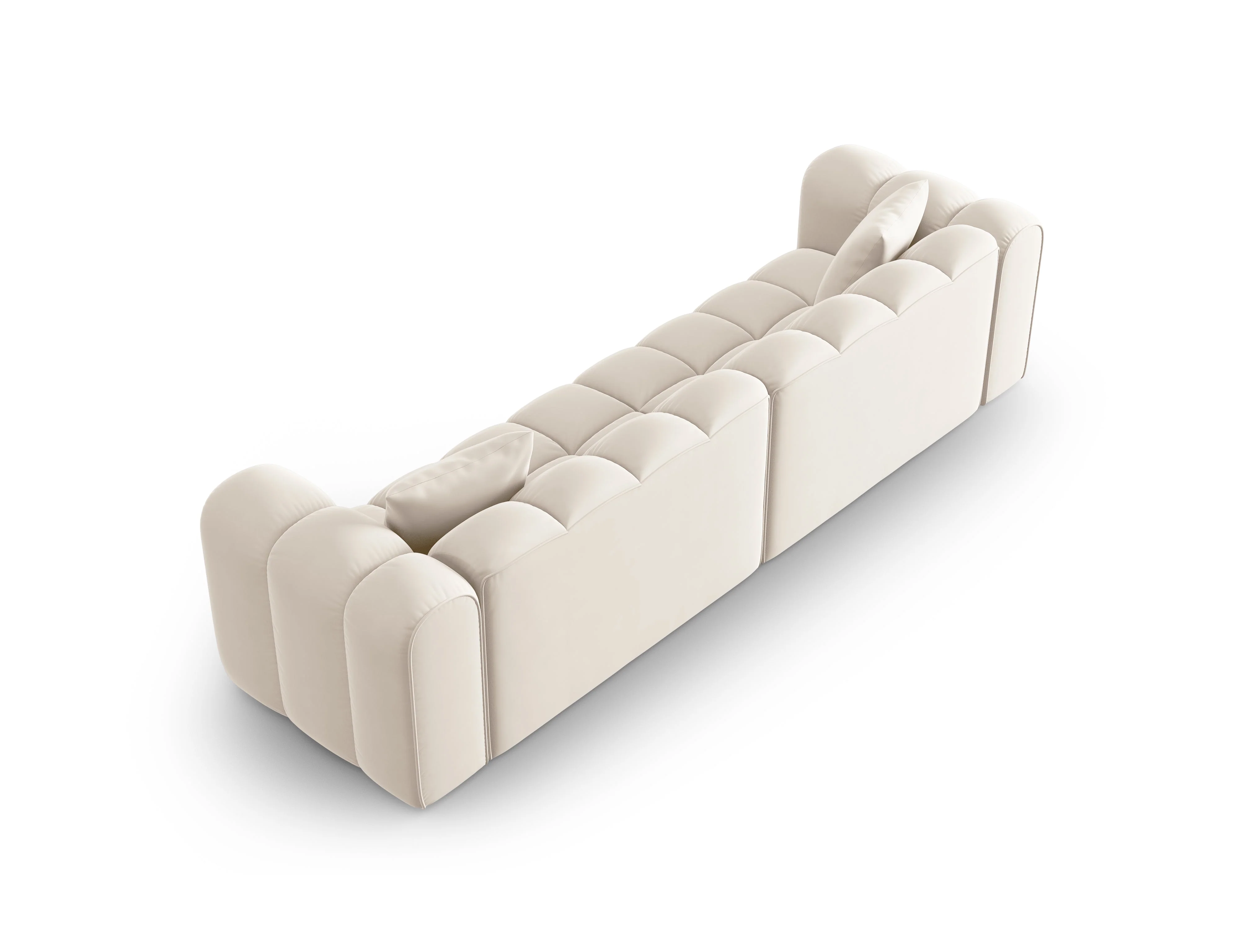 Sofa aksamitna 4-osobowa HALLEY jasnobeżowy - Image 4