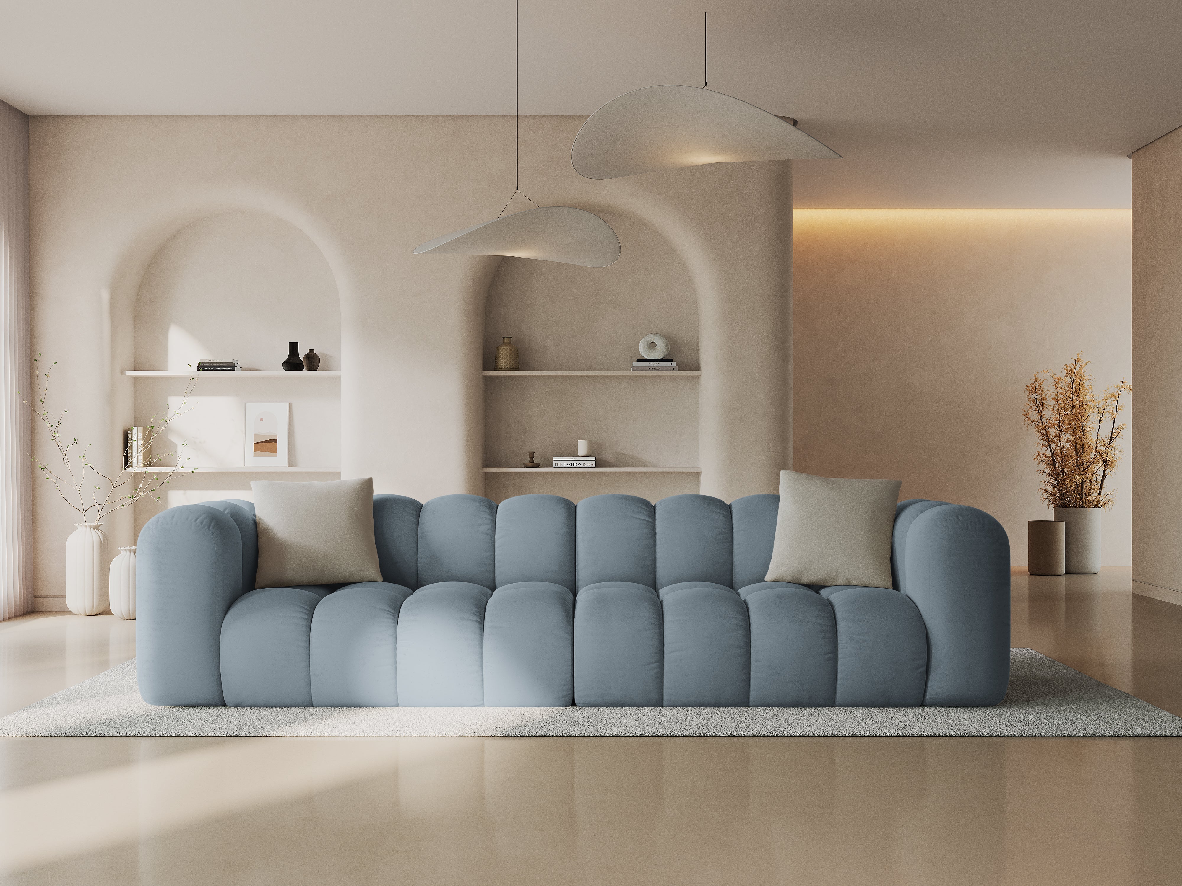 Sofa aksamitna 4-osobowa HALLEY jasnoniebieski - Image 2