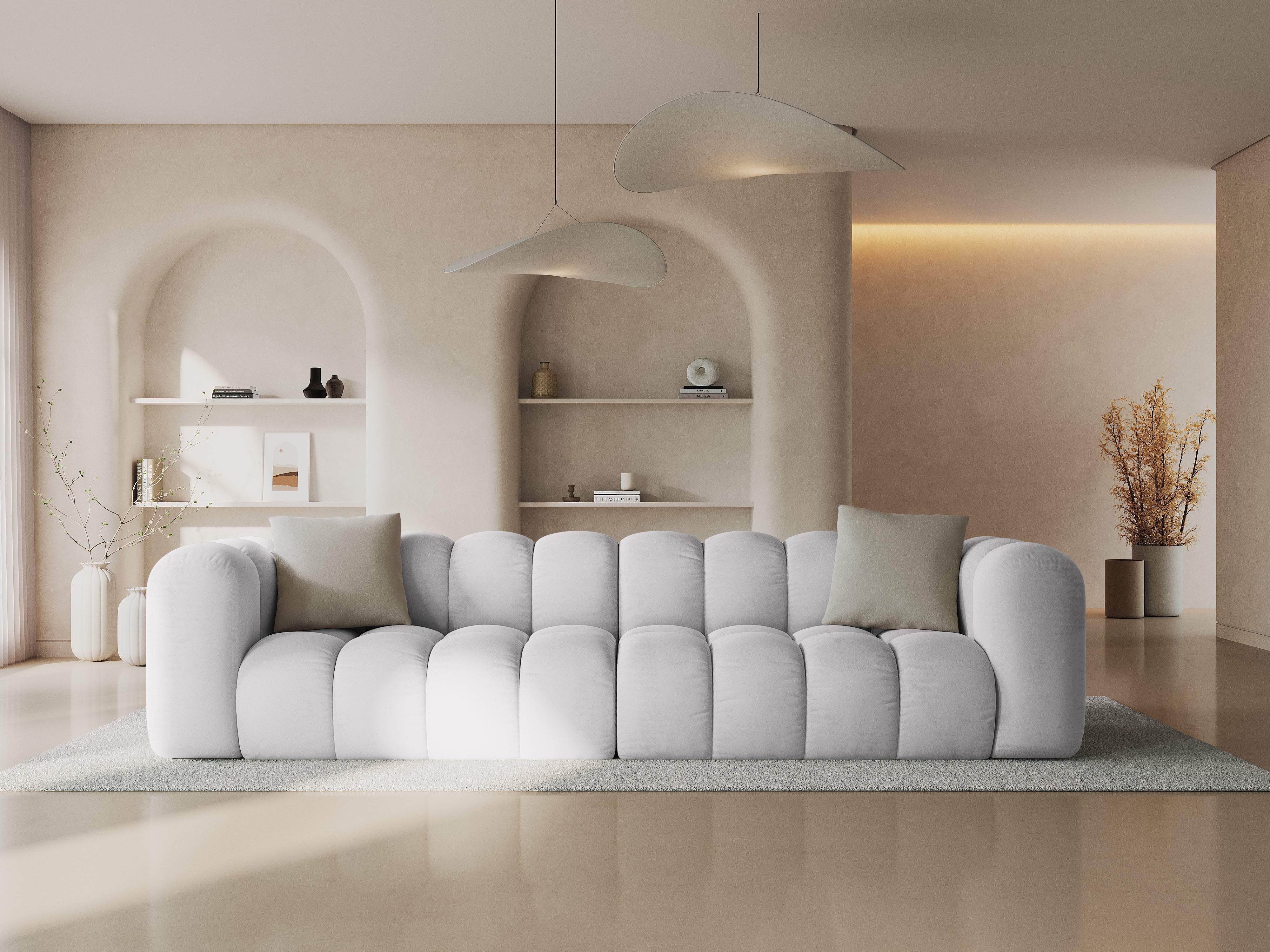 Sofa aksamitna 4-osobowa HALLEY srebrny - Image 2