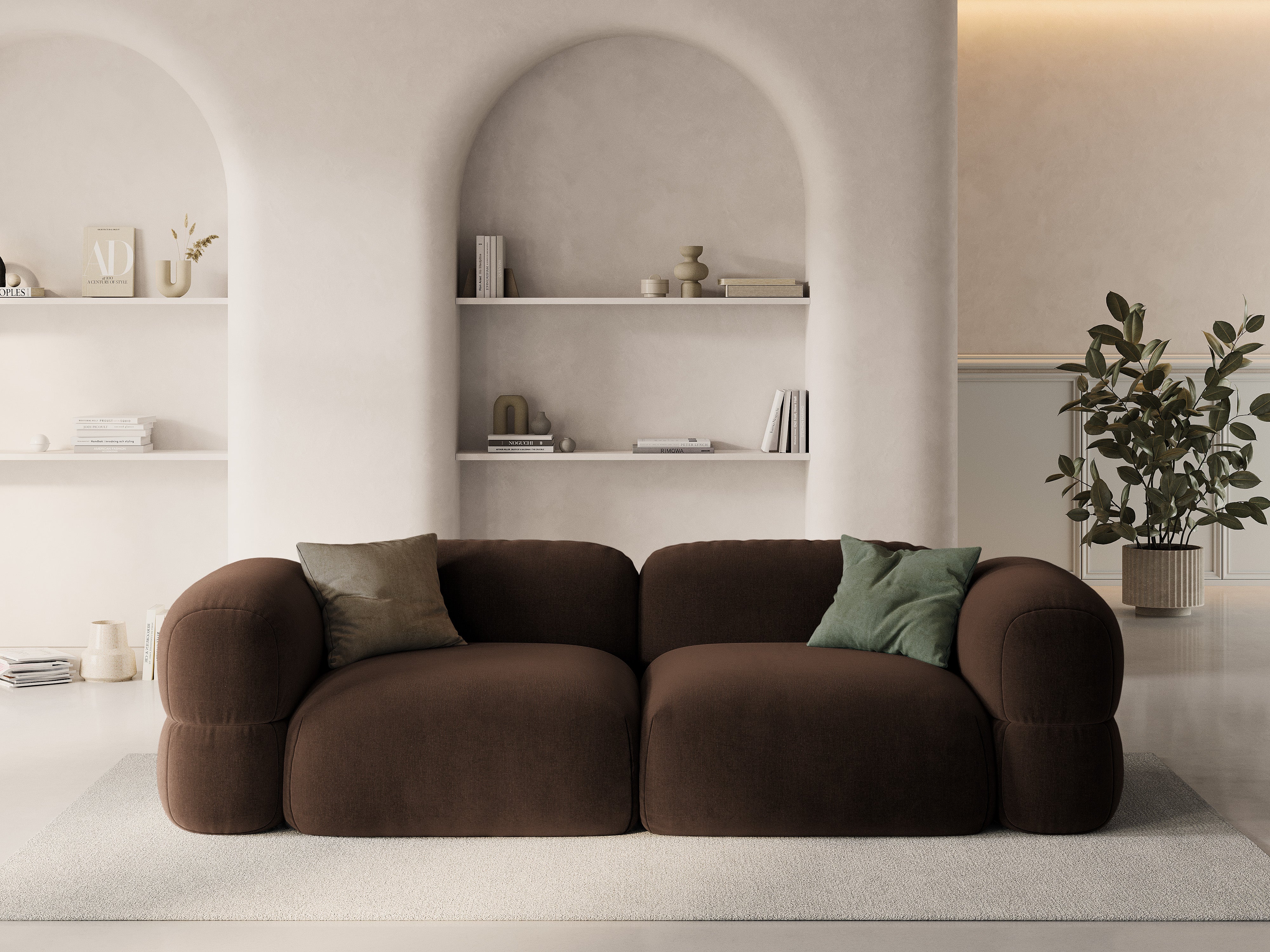 Sofa aksamitna 4-osobowa ROGER czekoladowy - Image 2