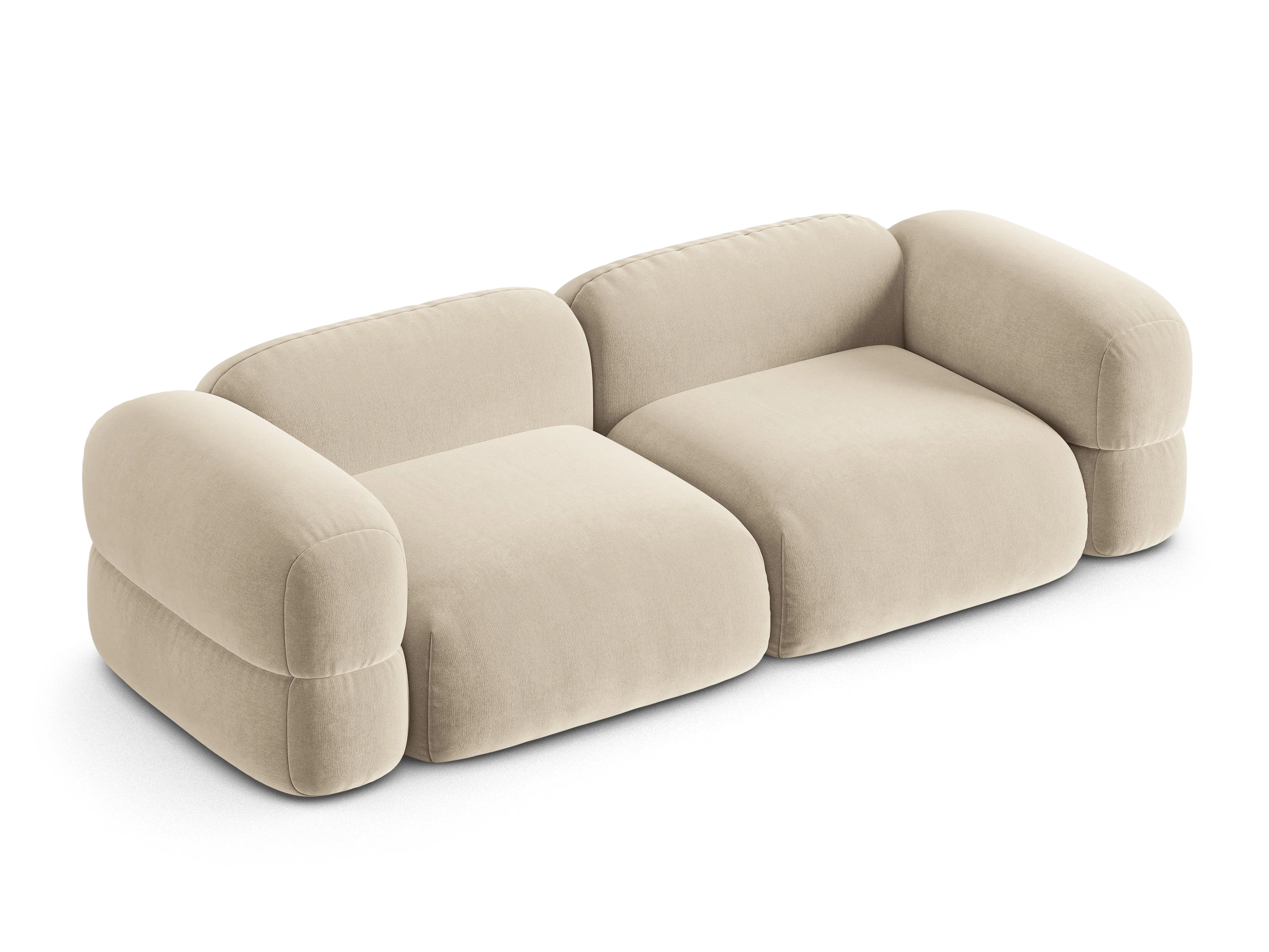 Sofa aksamitna 4-osobowa ROGER jasnobeżowy - Image 4