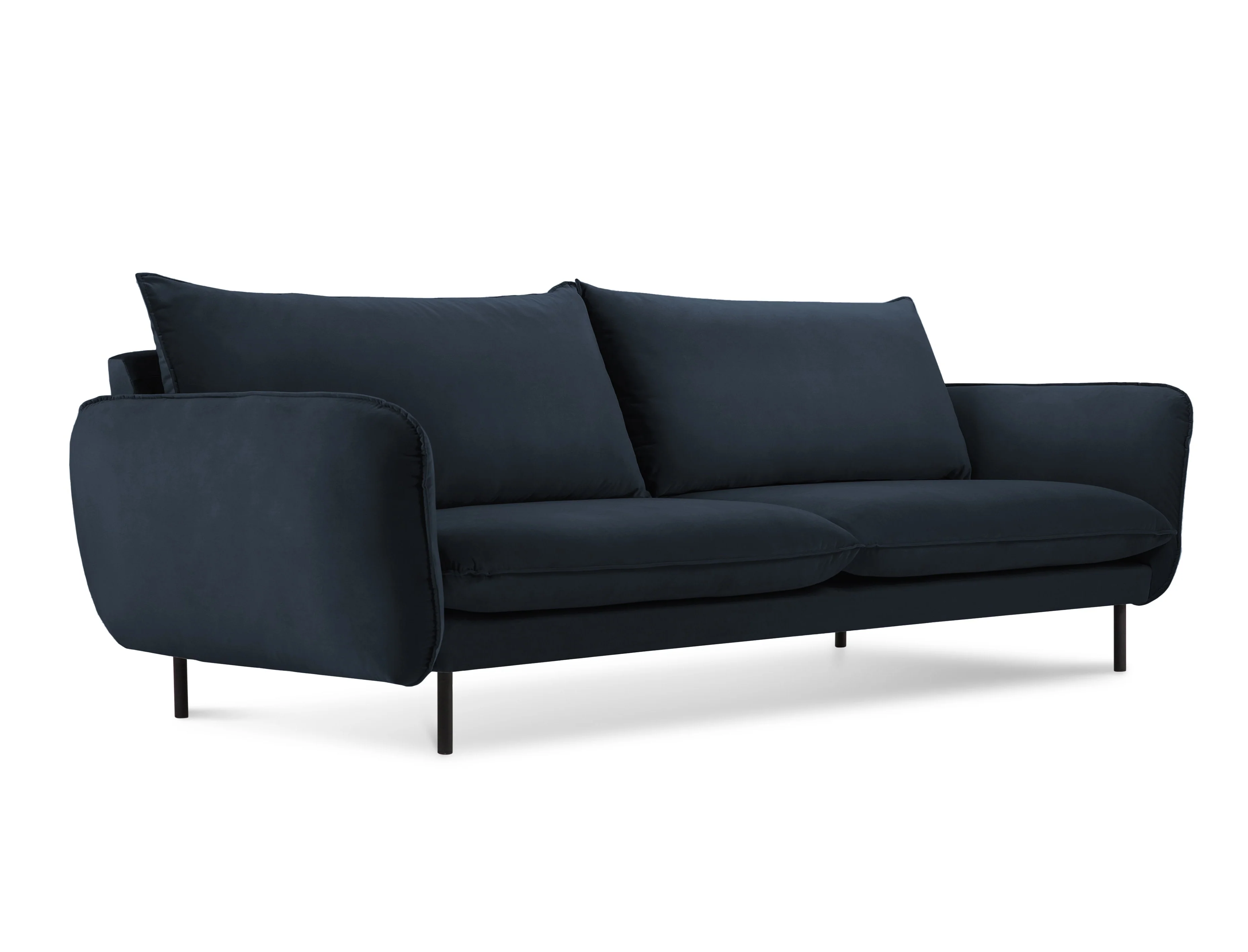 Sofa aksamitna 4-osobowa VIENNA ciemnoniebieski z czarną podstawą