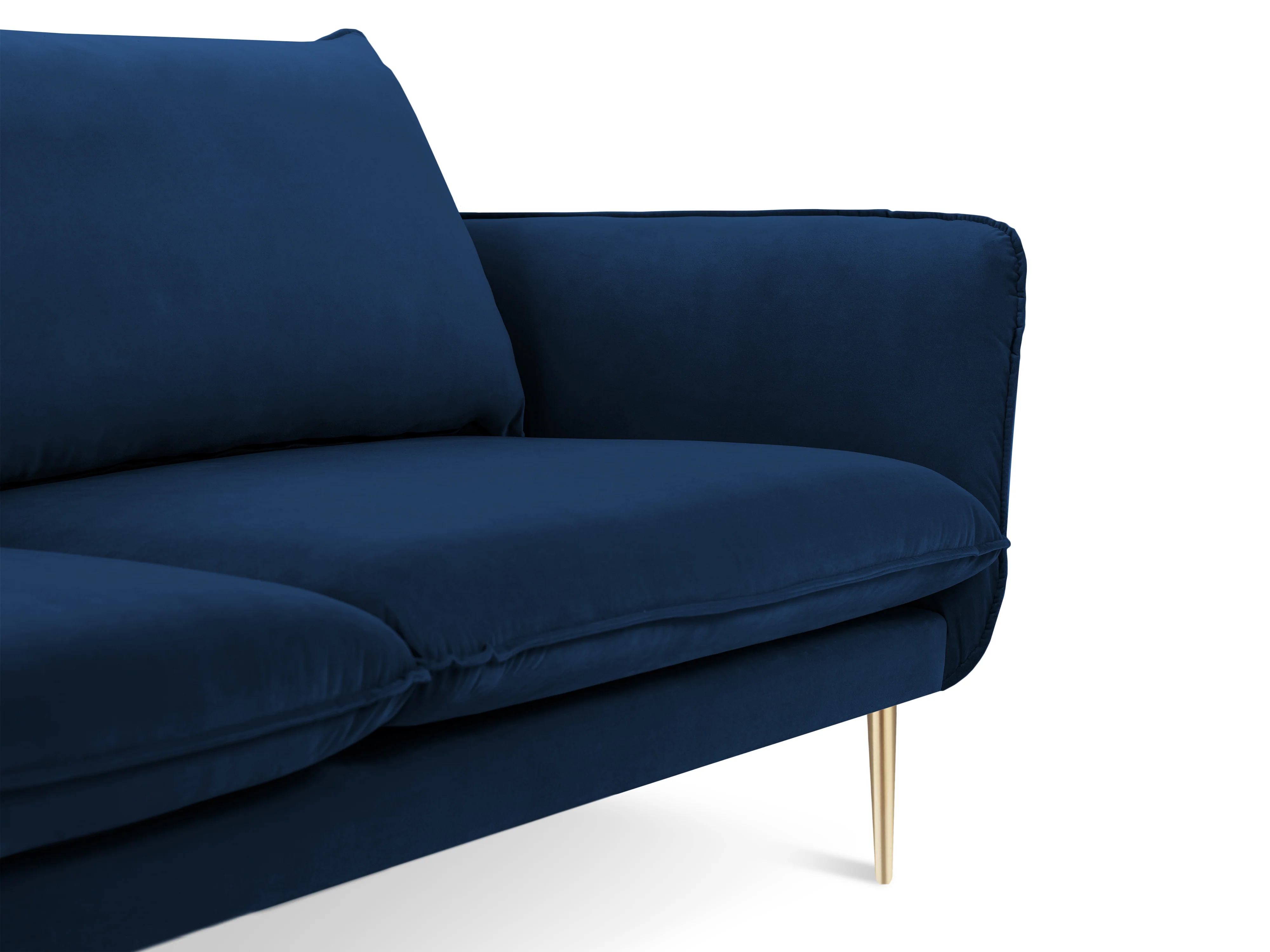 Sofa aksamitna 4-osobowa VIENNA granat królewski ze złotą podstawą - Image 3