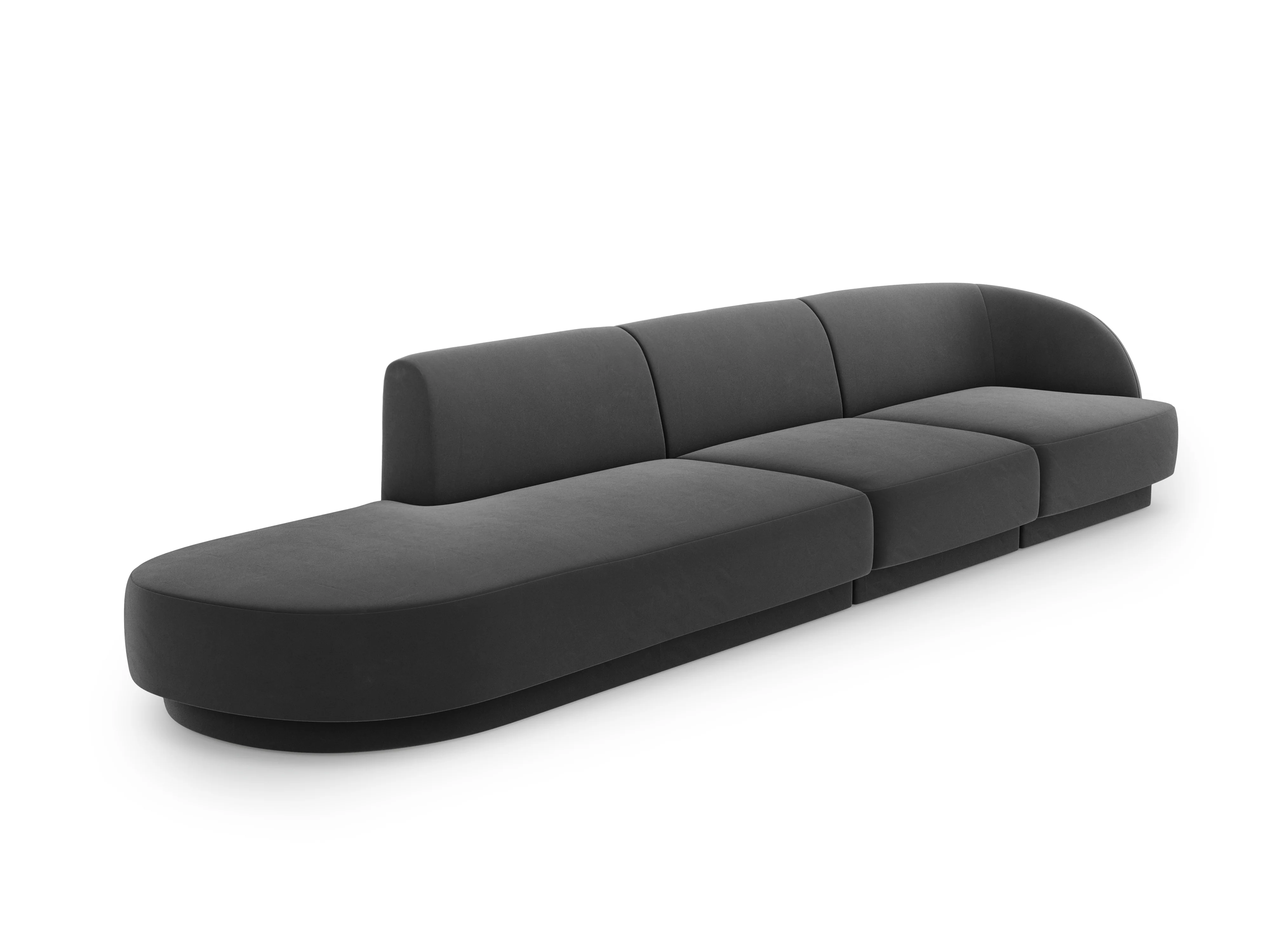 Sofa aksamitna lewostronna 4-osobowa otwarta MILEY ciemnoszary - Image 2