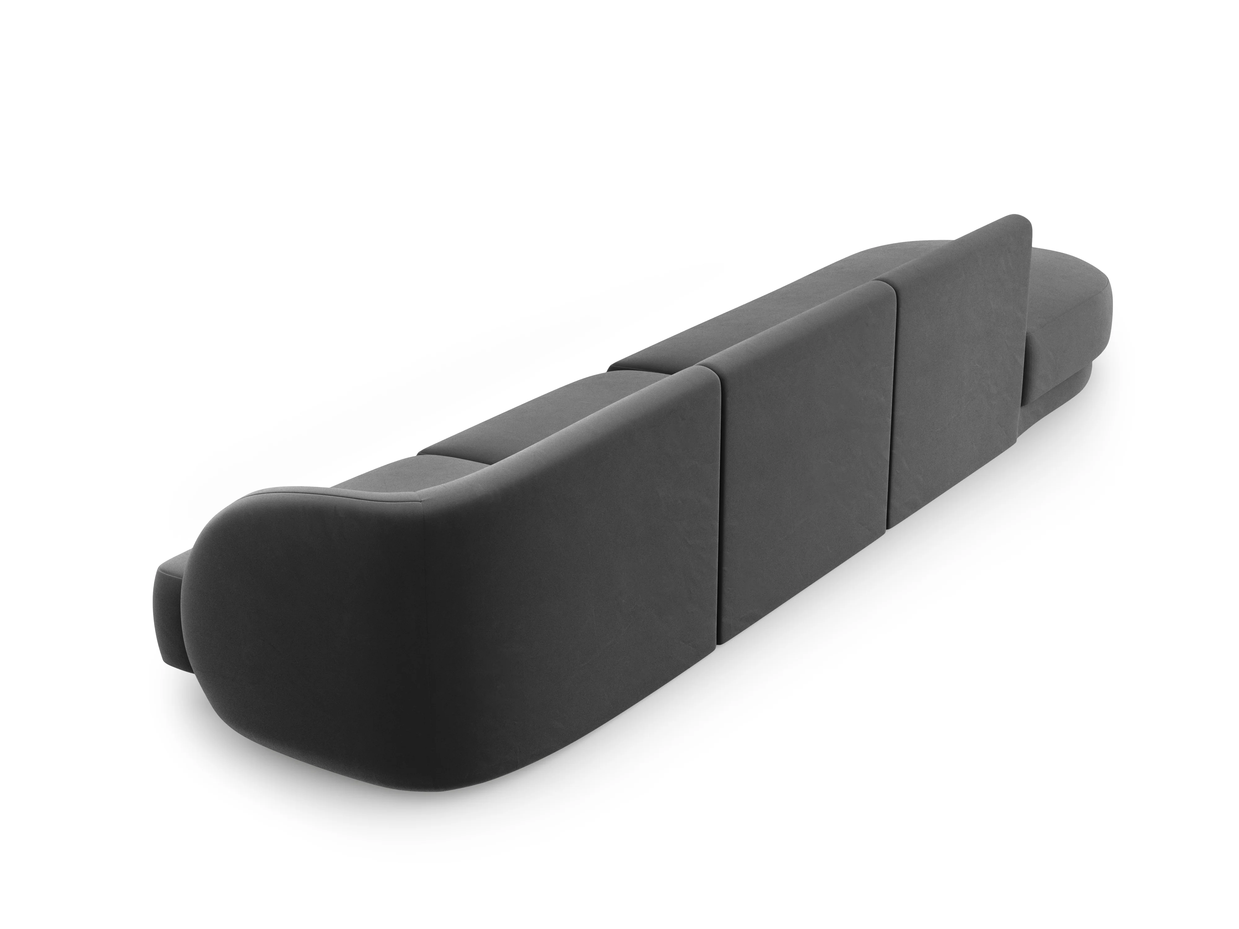 Sofa aksamitna lewostronna 4-osobowa otwarta MILEY ciemnoszary - Image 3