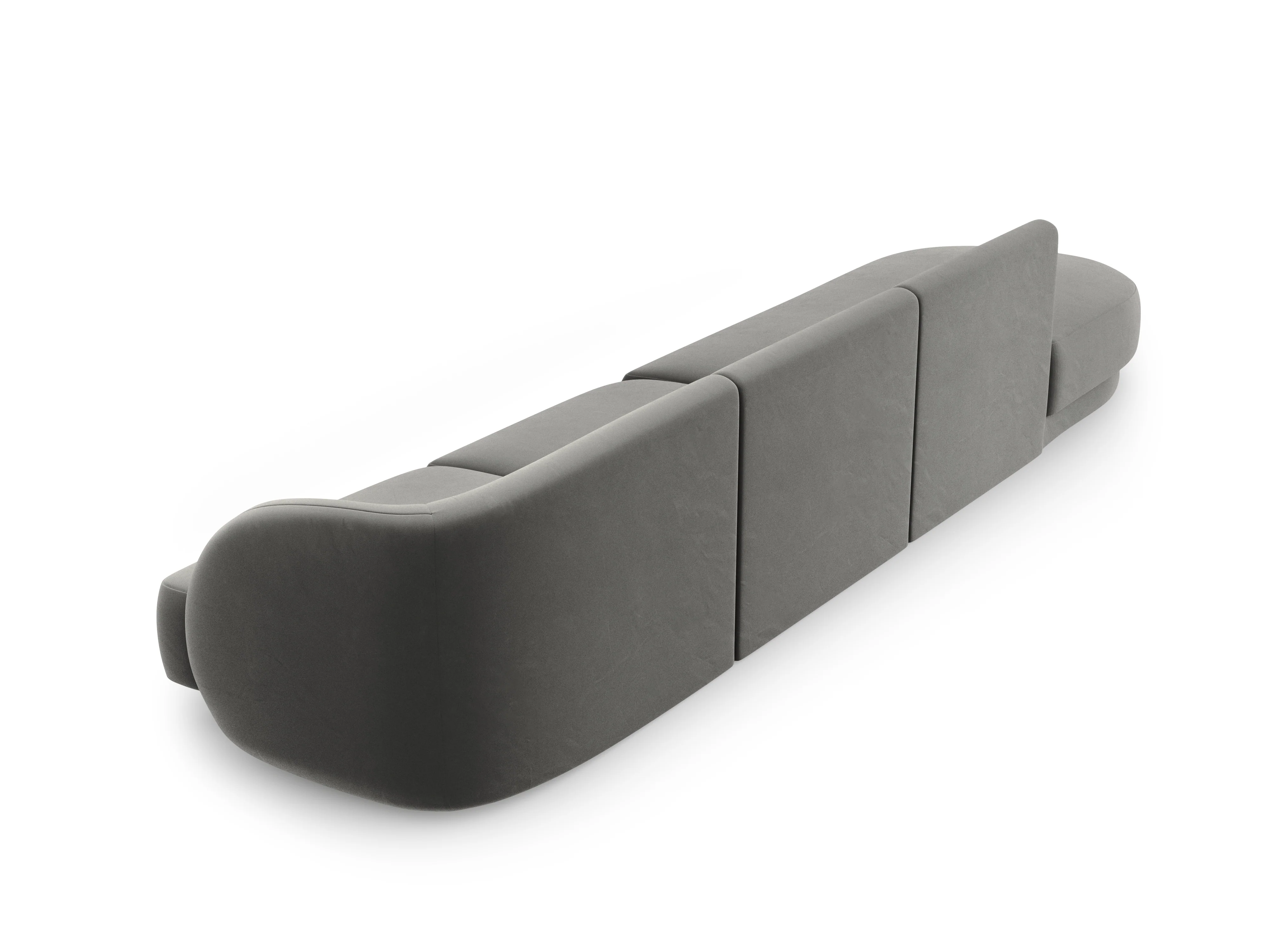 Sofa aksamitna lewostronna 4-osobowa otwarta MILEY jasnoszary - Image 3