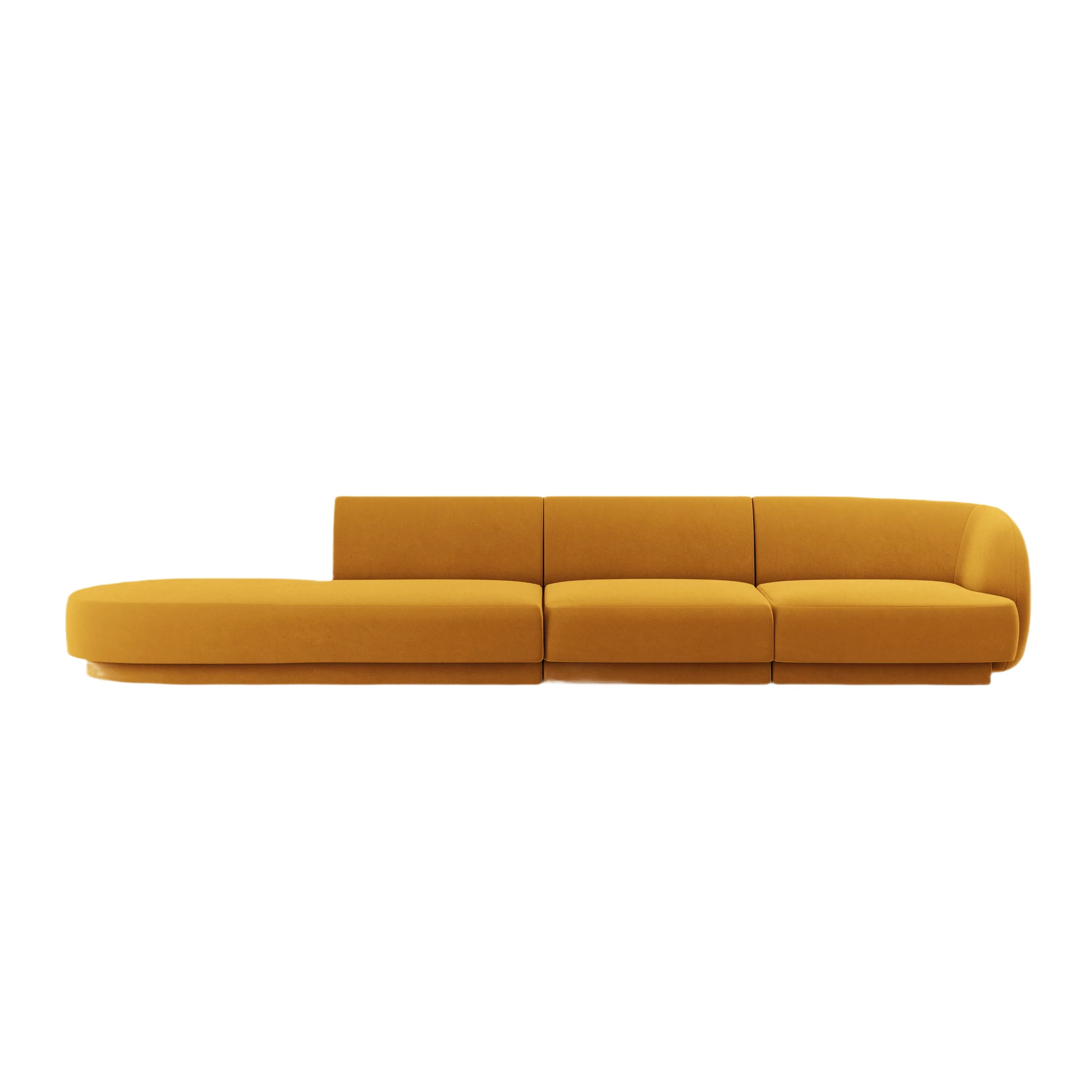 Sofa aksamitna lewostronna 4-osobowa otwarta MILEY żółty
