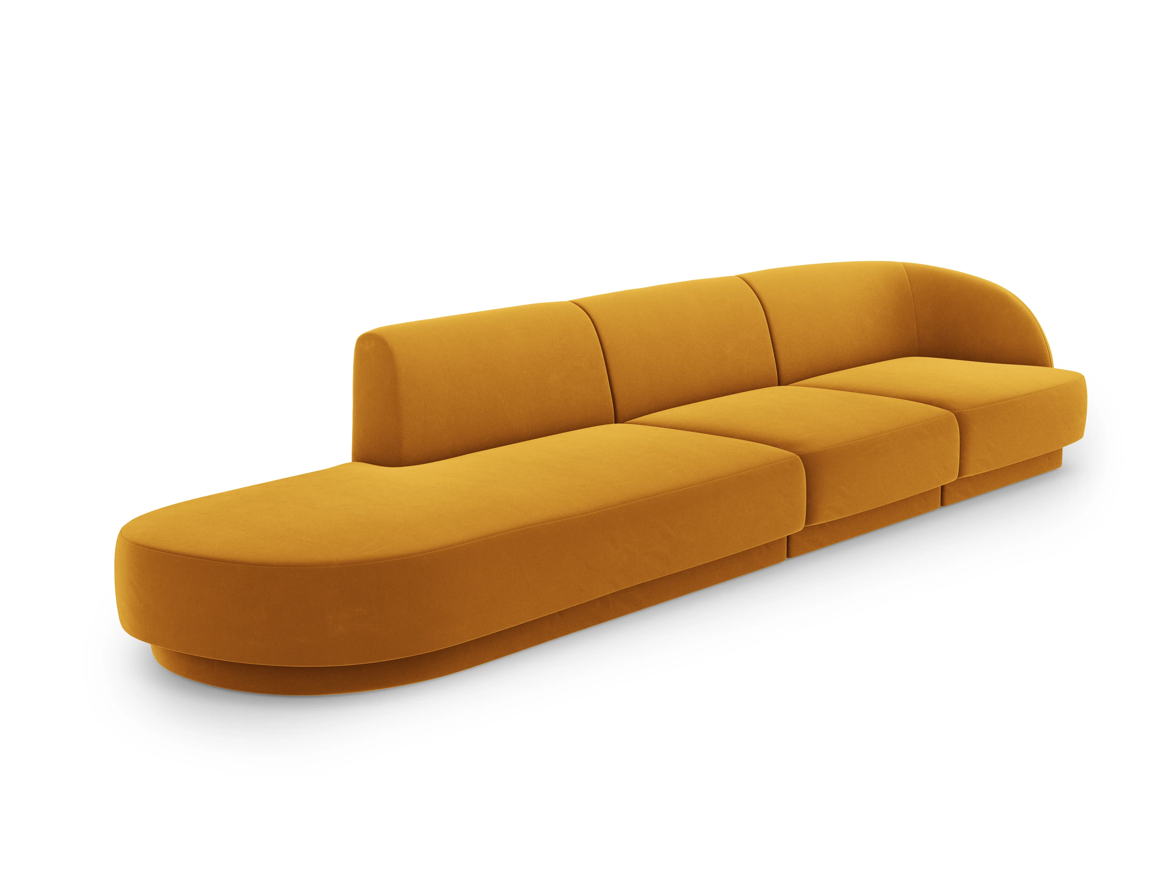 Sofa aksamitna lewostronna 4-osobowa otwarta MILEY żółty - Image 2