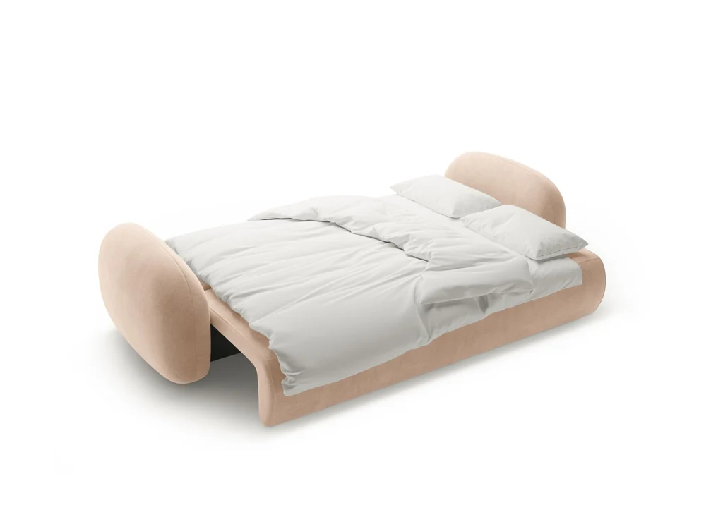 Sofa aksamitna z funkcją spania 3-osobowa TONALE beżowy - Image 4