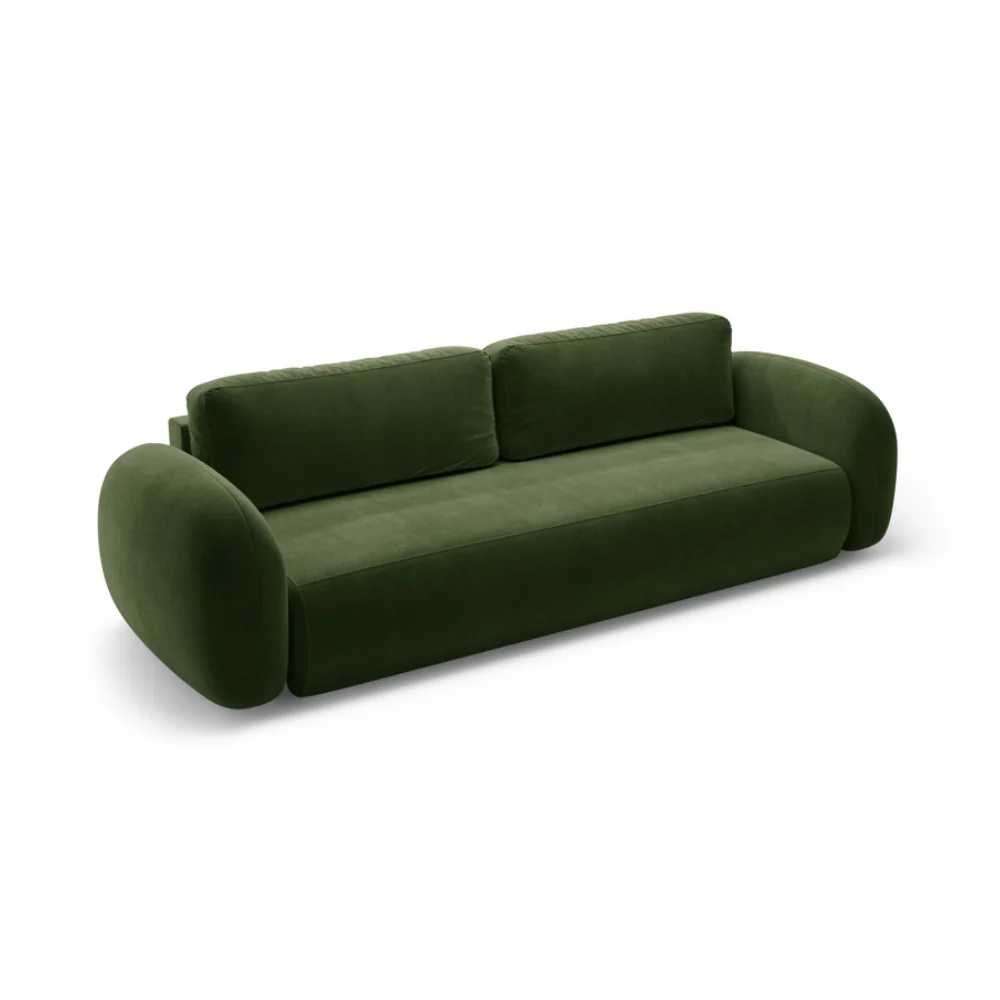 Sofa aksamitna z funkcją spania 3-osobowa TONALE wojskowa zieleń