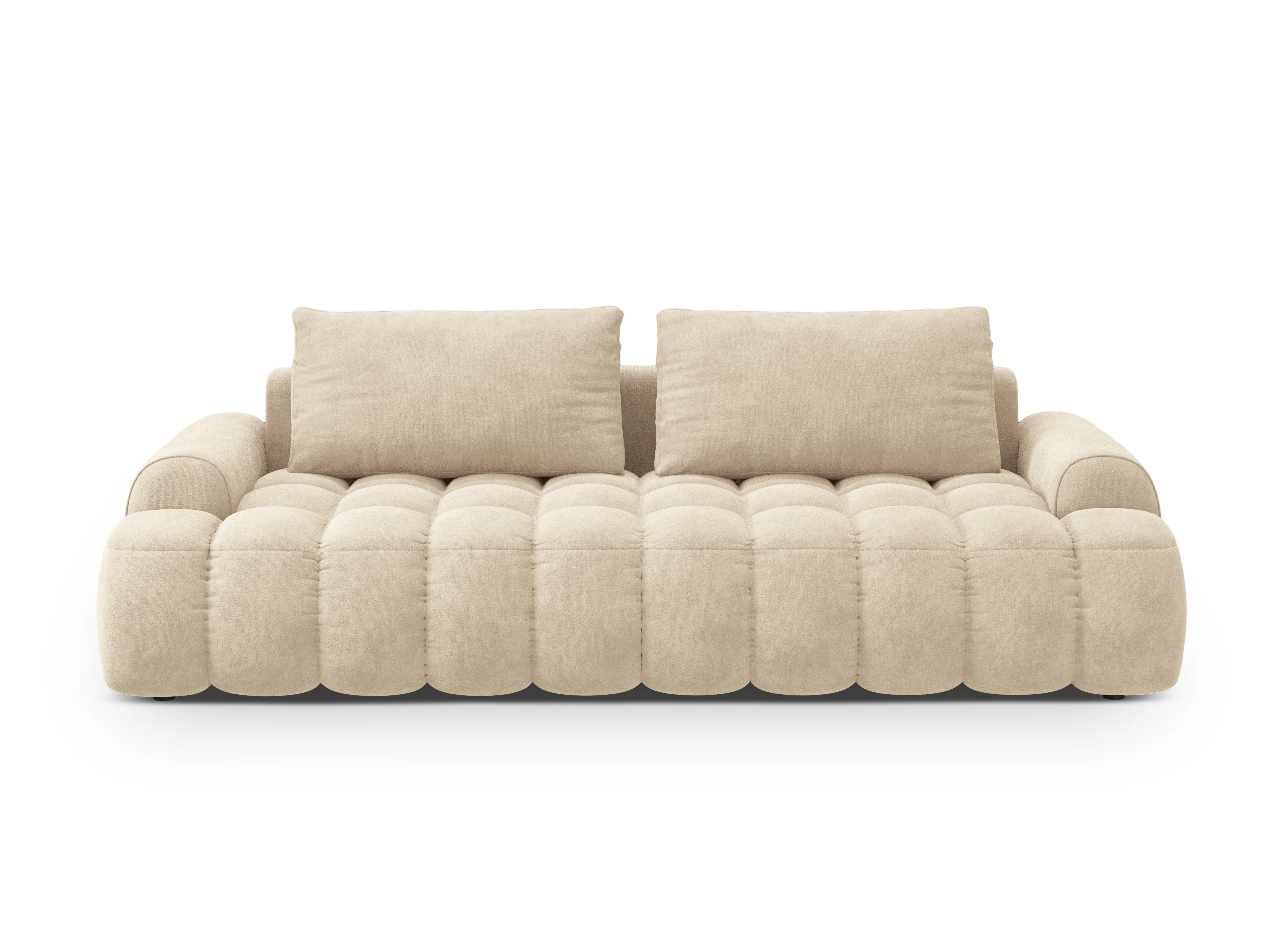 Sofa aksamitna z funkcją spania 4-osobowa LINZ jasnobeżowy - Image 5