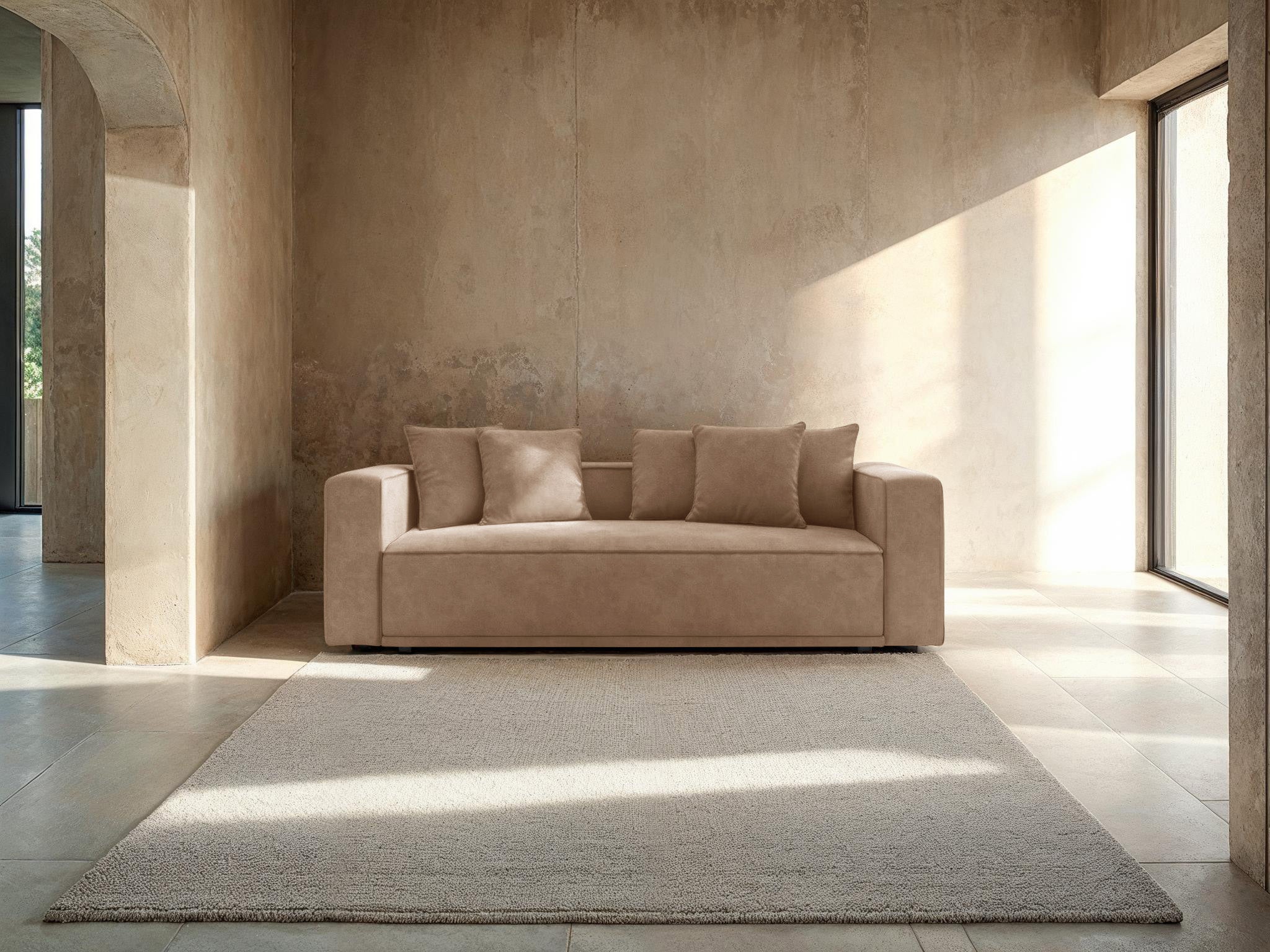 Sofa aksamitna z funkcją spania RIBES ciemnobeżowy - Image 2