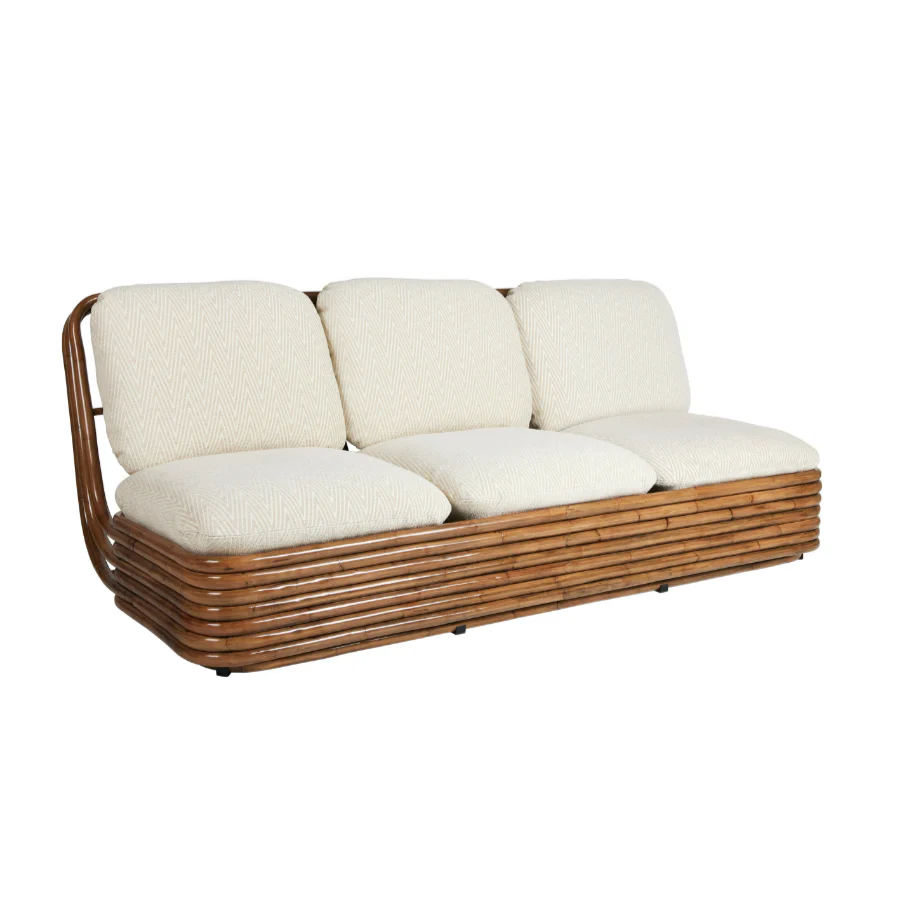 Sofa BOHEMIAN 72 tapicerowany z rattanową podstawą