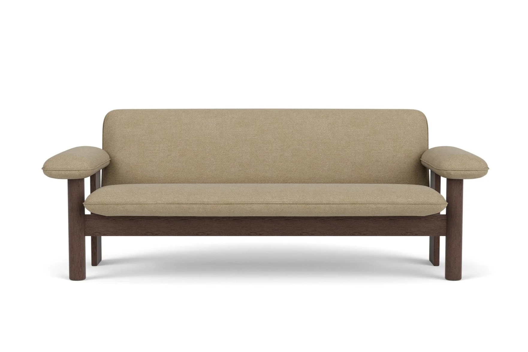 Sofa BRASILIA beżowy z ciemną dębową podstawą - Image 3
