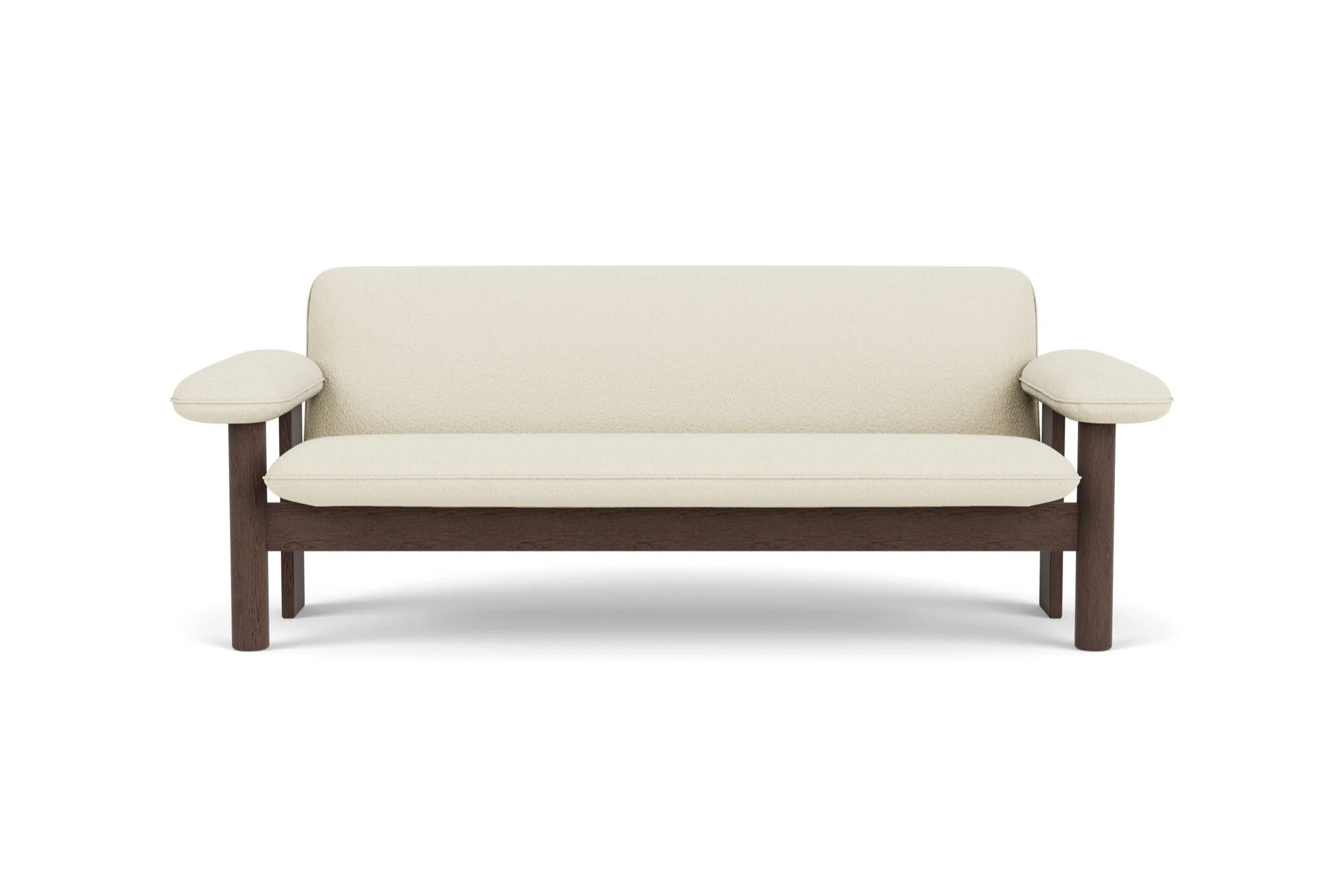 Sofa BRASILIA kremowy z ciemną dębową podstawą - Image 4