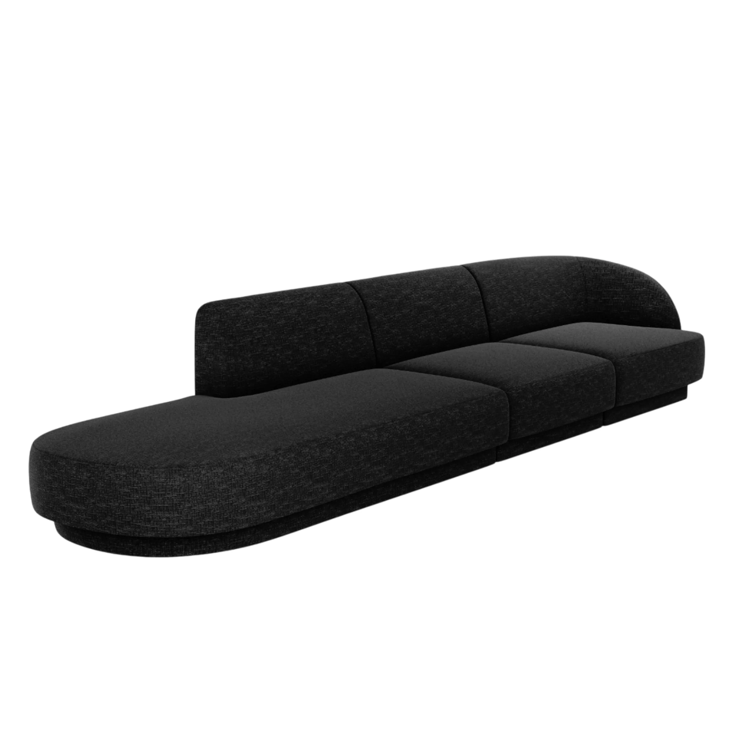 Sofa otwarta lewostronna 4-osobowa otwarta MILEY czarny szenil - Image 3