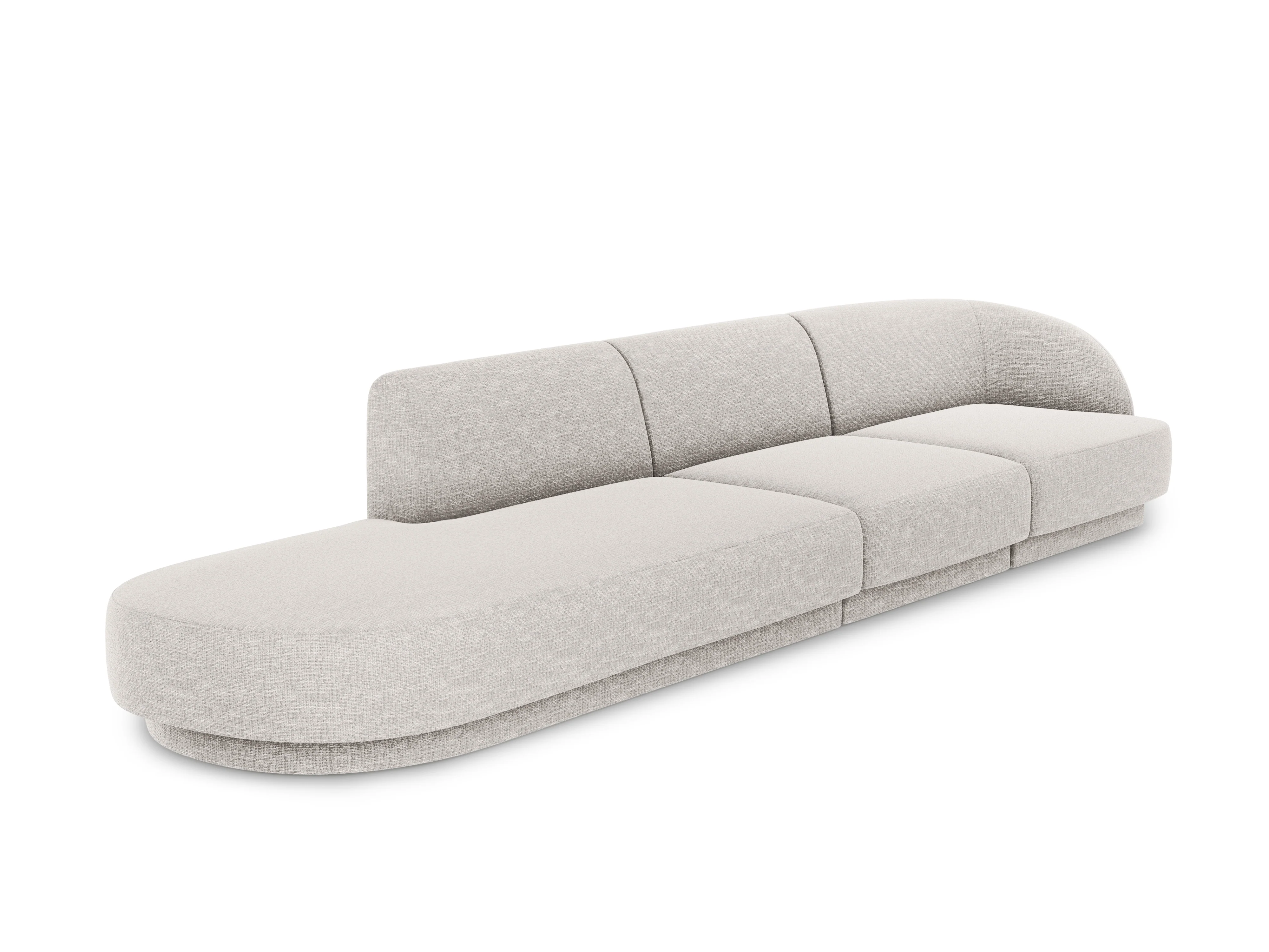 Sofa lewostronna 4-osobowa otwarta MILEY jasnoszary szenil jedwabisty - Image 2