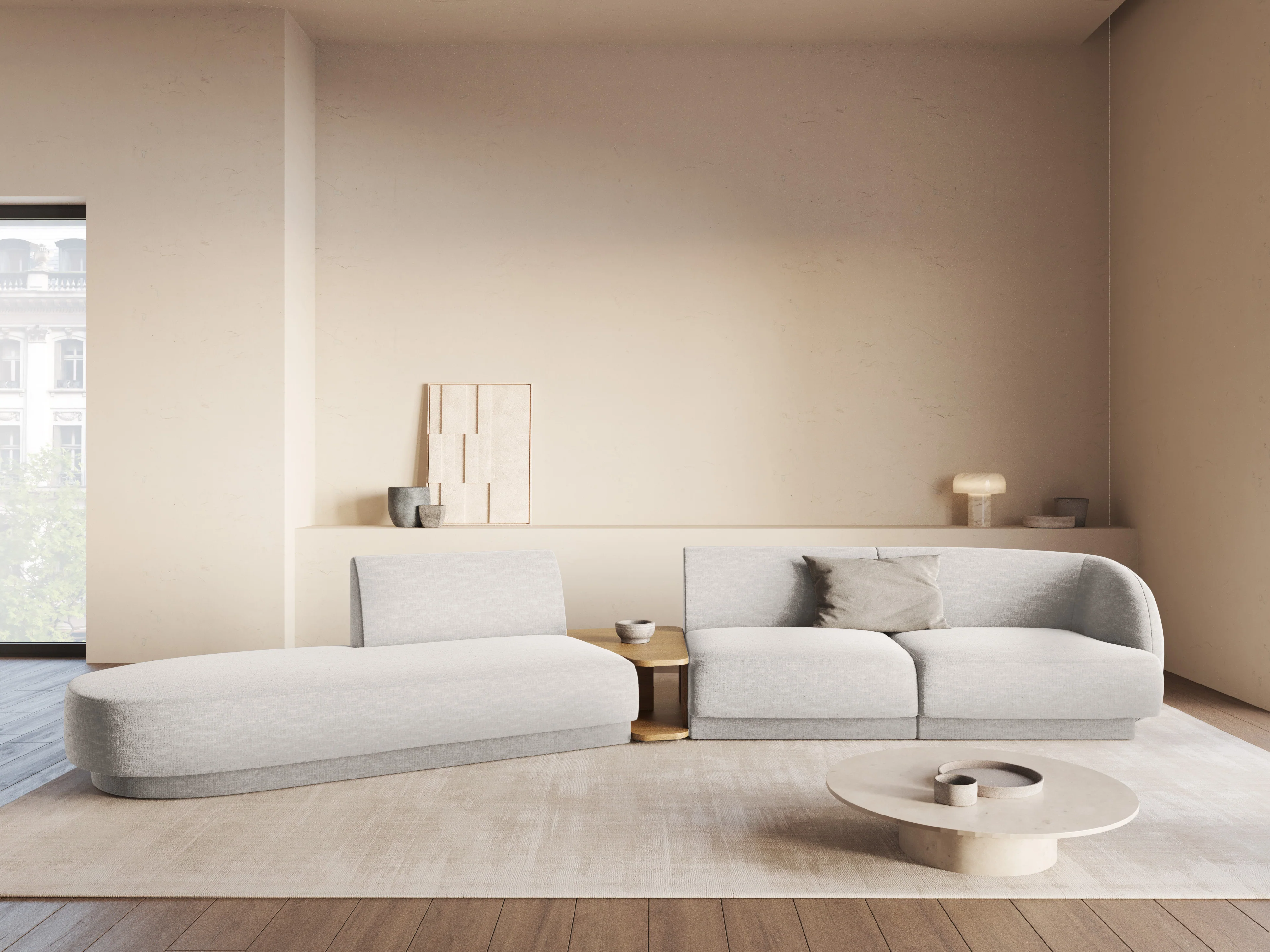 Sofa otwarta prawostronna 4-osobowa otwarta MILEY szary szenil - Image 2