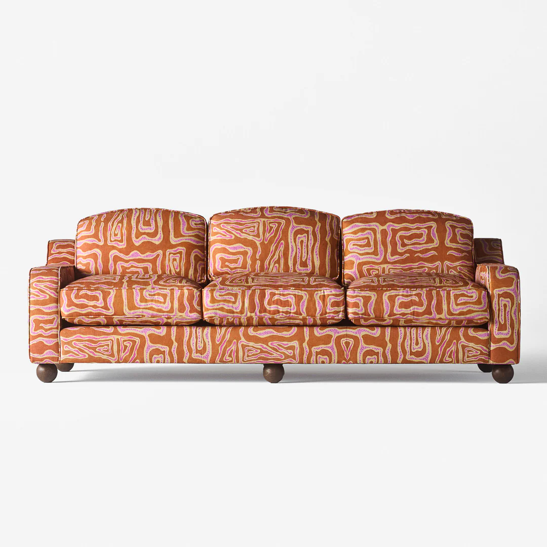 Sofa 3-osobowa LOLA pomarańczowy z beżowo-różowym wzórem - Image 5