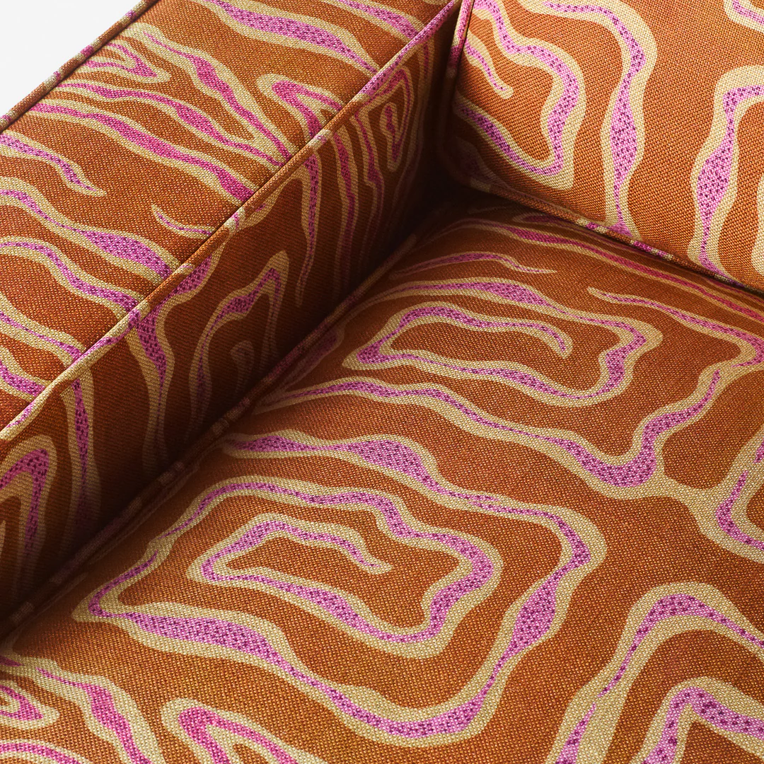 Sofa 3-osobowa LOLA pomarańczowy z beżowo-różowym wzórem - Image 6