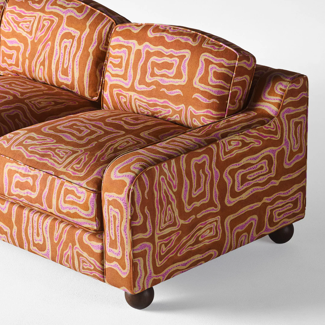 Sofa 3-osobowa LOLA pomarańczowy z beżowo-różowym wzórem - Image 7
