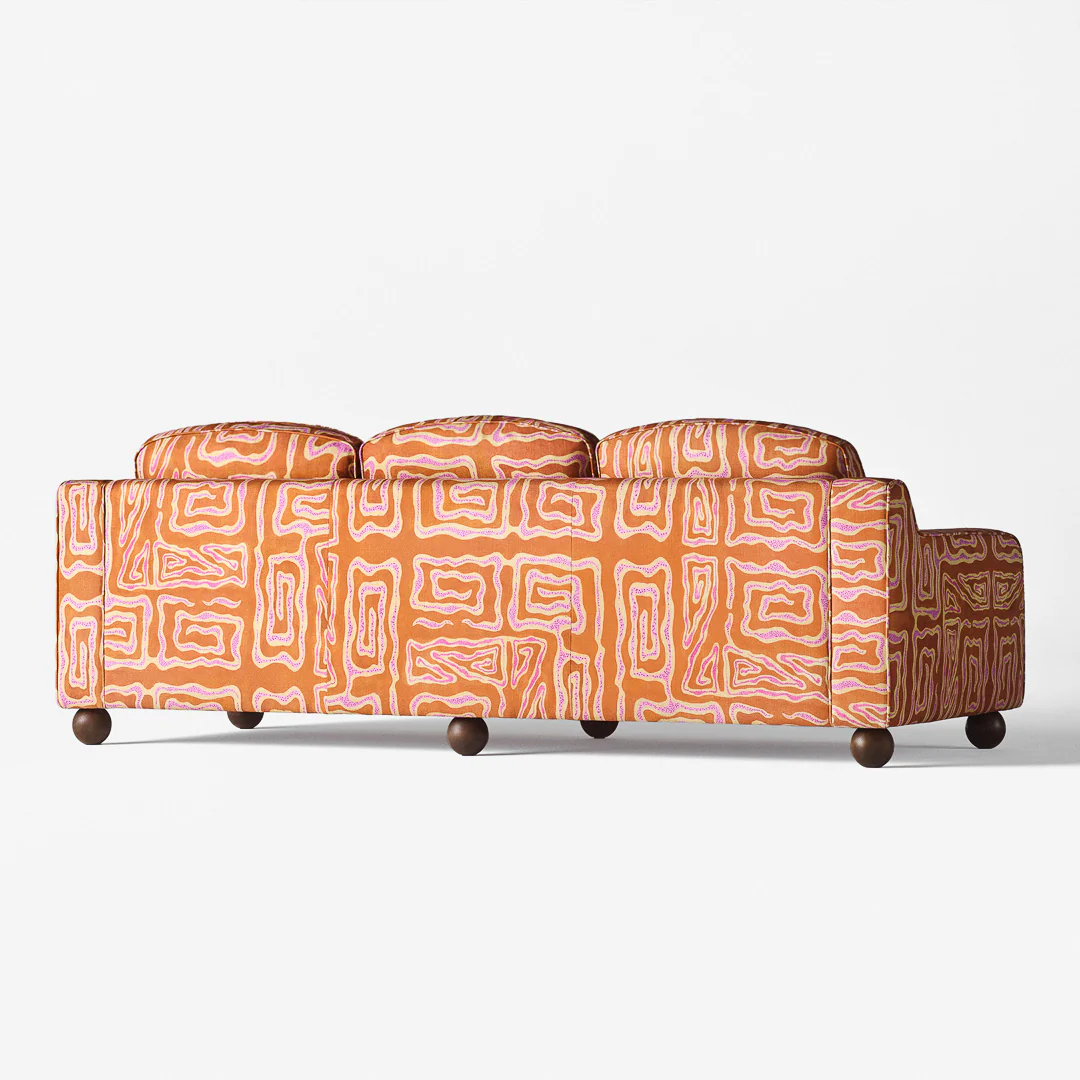 Sofa 3-osobowa LOLA pomarańczowy z beżowo-różowym wzórem - Image 8