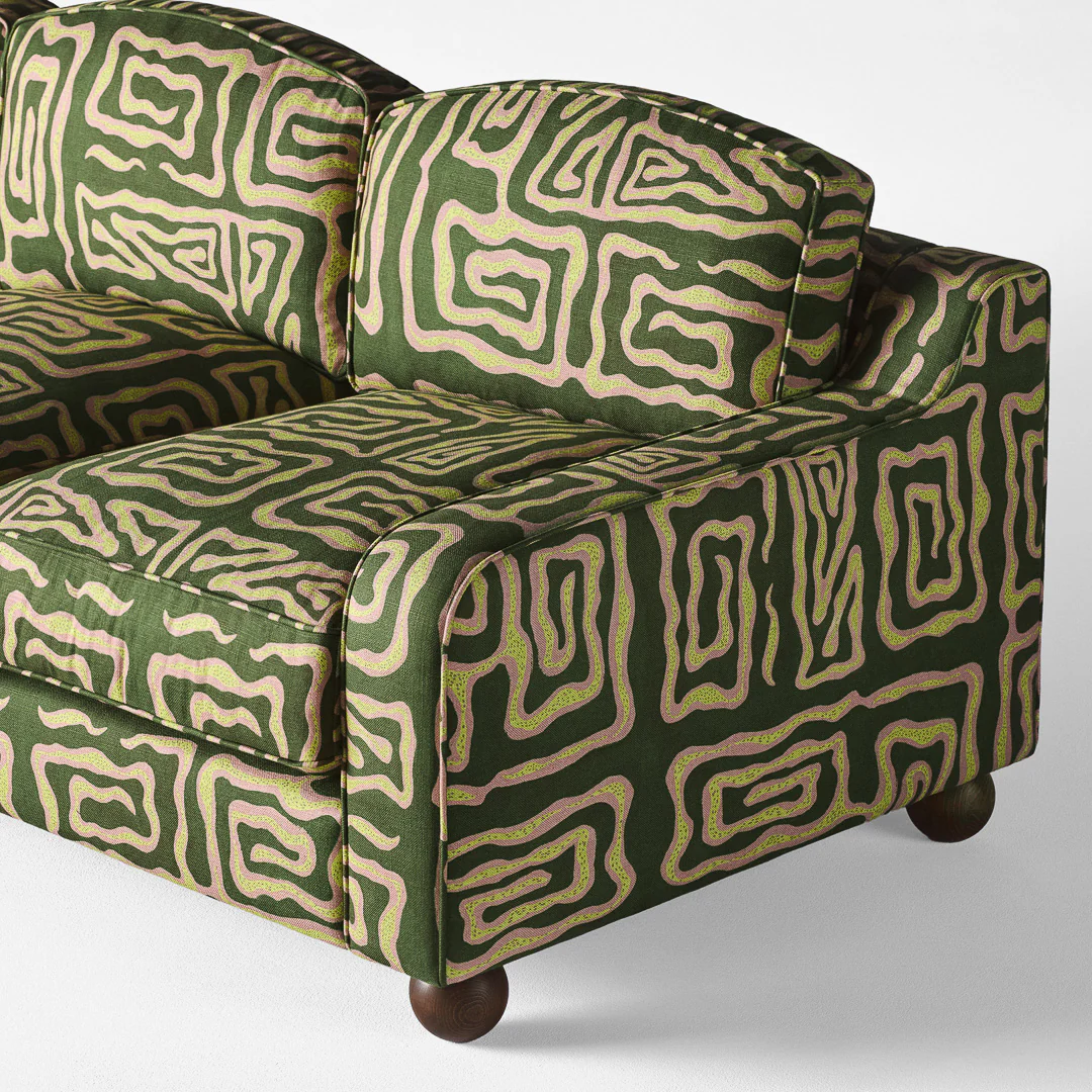 Sofa 3-osobowa LOLA zielony z beżowym wzorem - Image 6